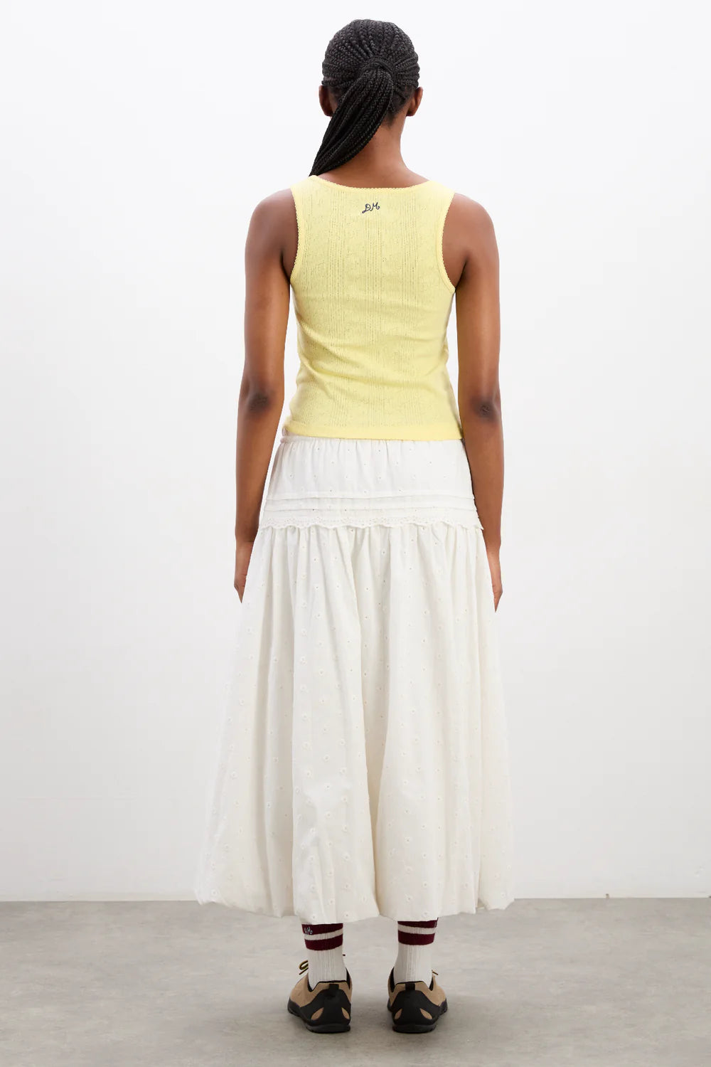 Damson Madder - Agatha Puff Midi Skirt - White