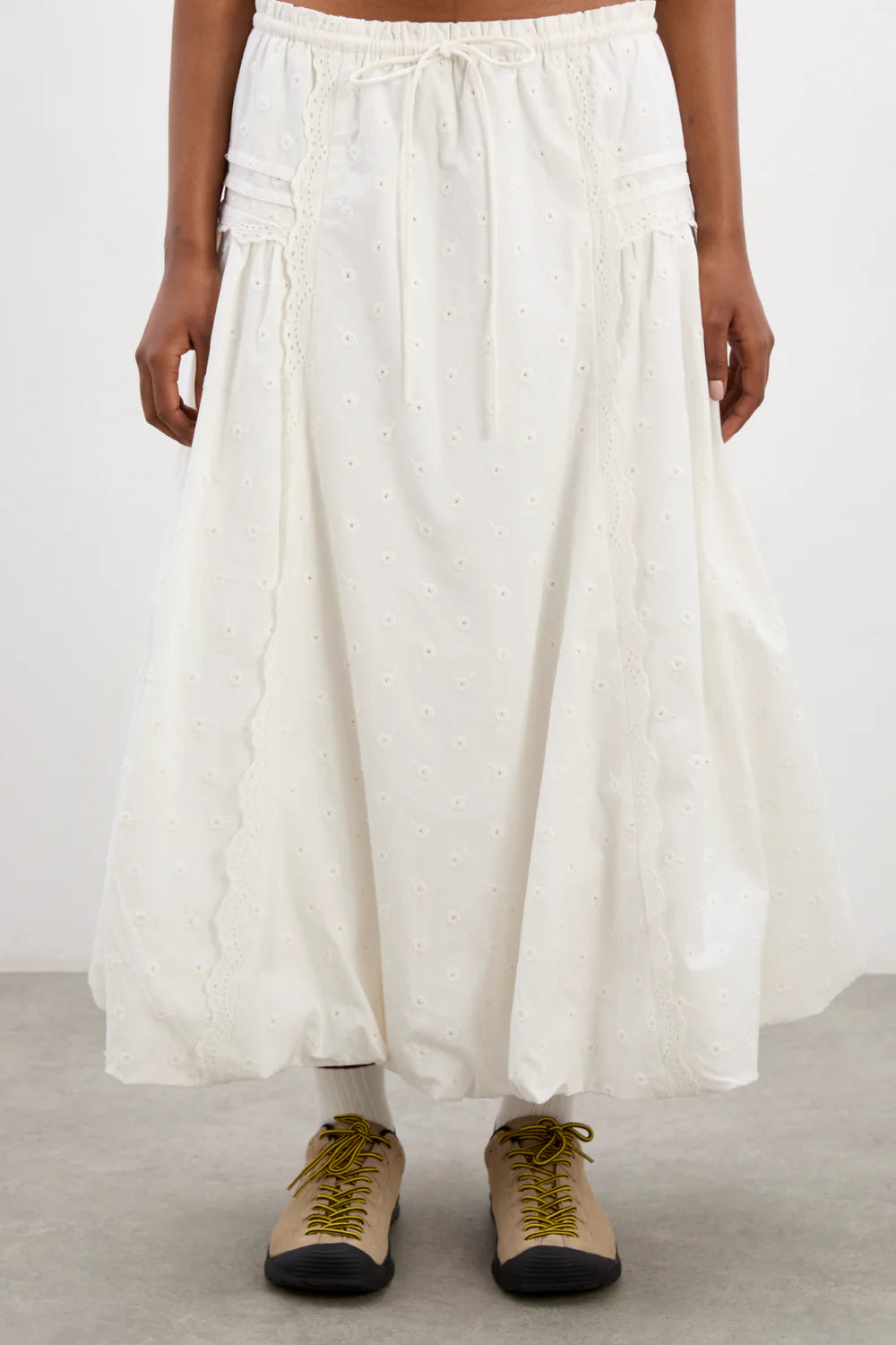 Damson Madder - Agatha Puff Midi Skirt - White