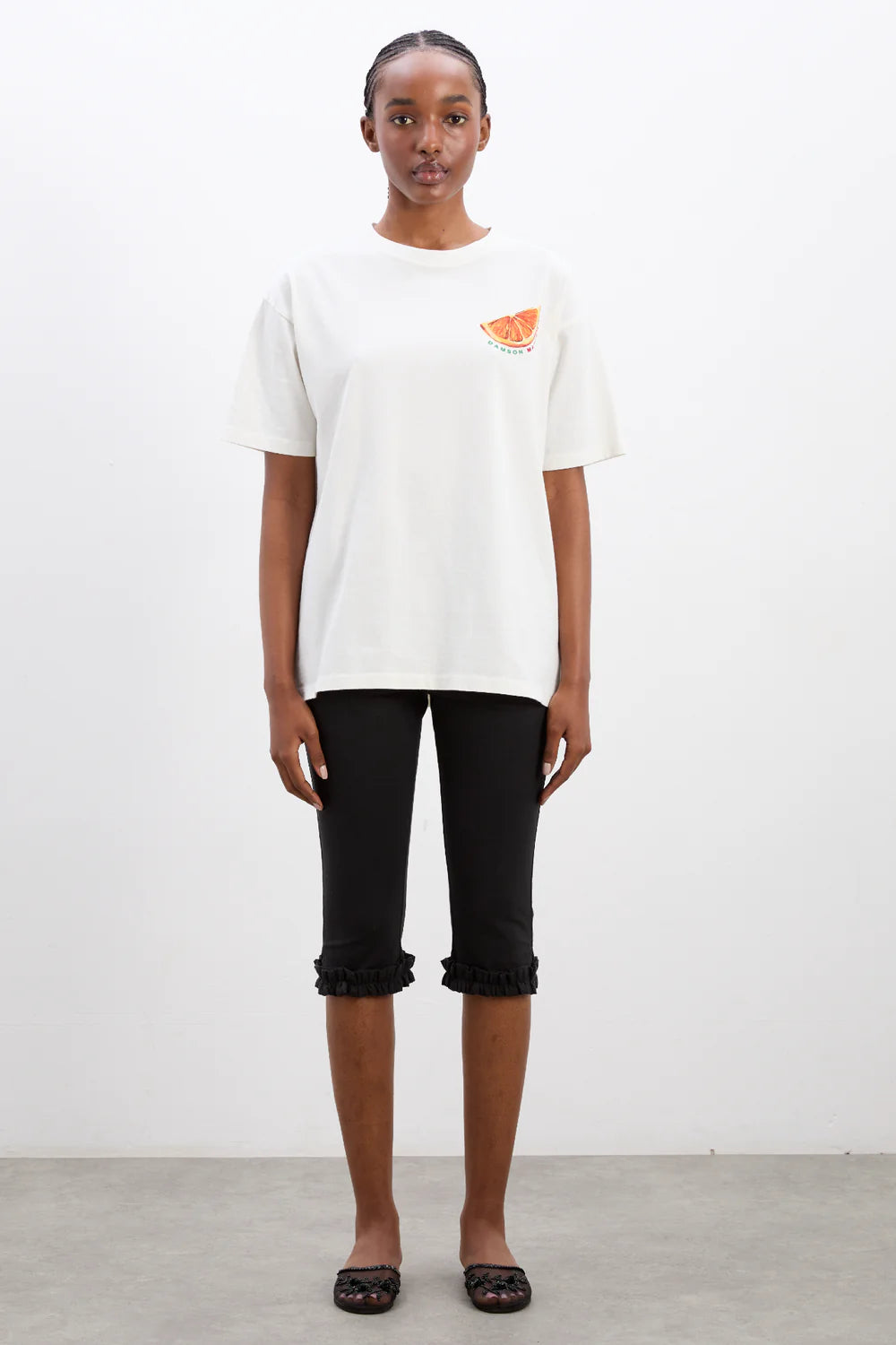 Damson Madder - Spritz Boyfriend Tee - White