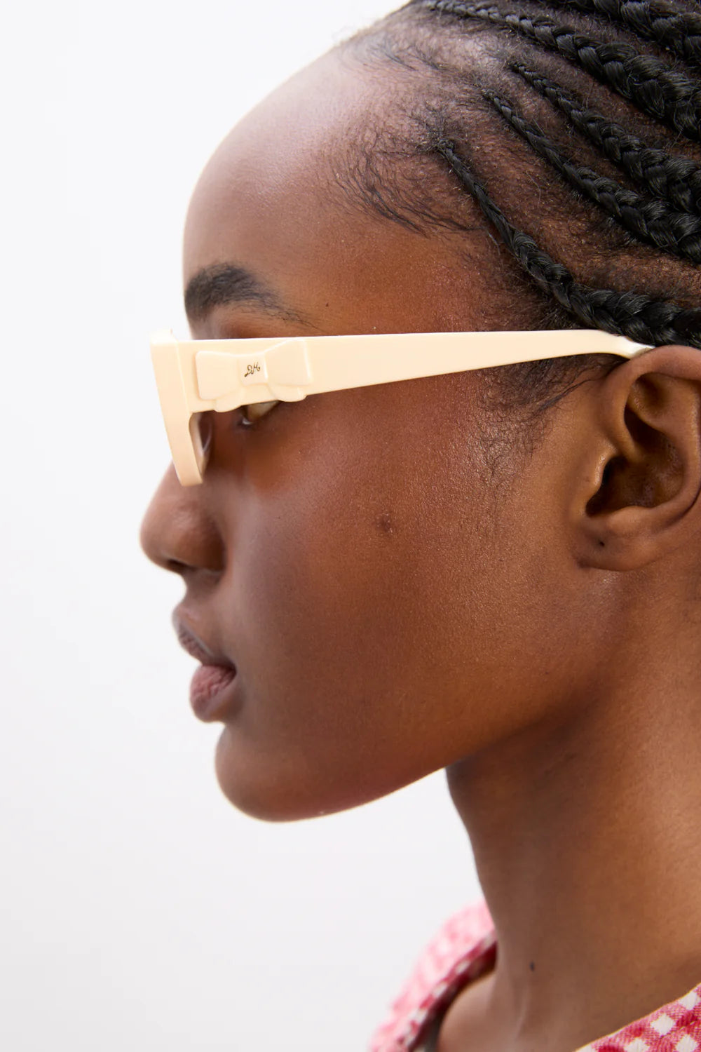 Damson Madder Catty Oval Sunglasses with Bow Detail - Bone