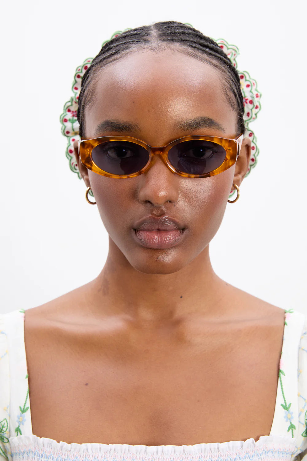 Damson Madder Catty Oval Sunglasses with Bow Detail - Tort