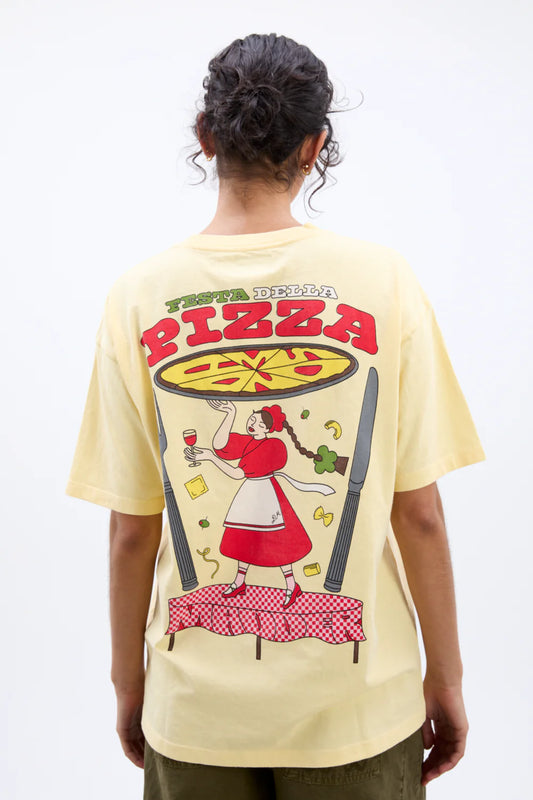 Damson Madder - Pizza Party Boyfriend Tee - Yellow