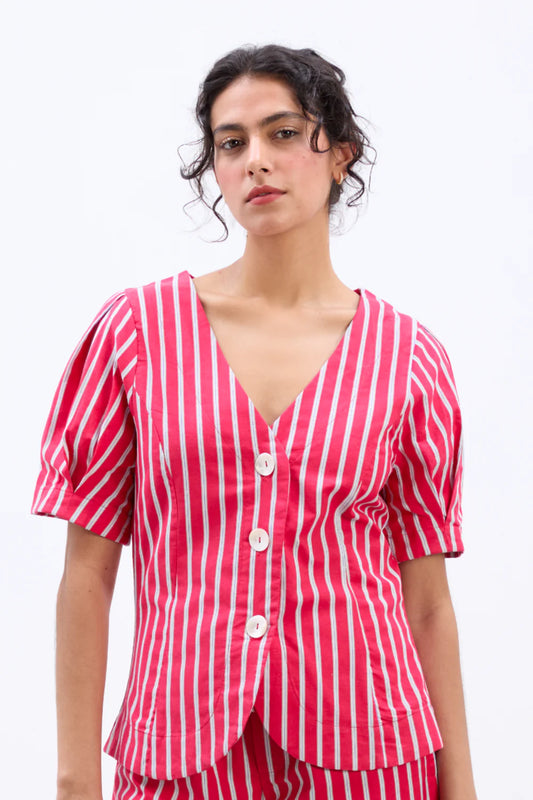 Damson Madder - Shell Blouse - Red Stripe