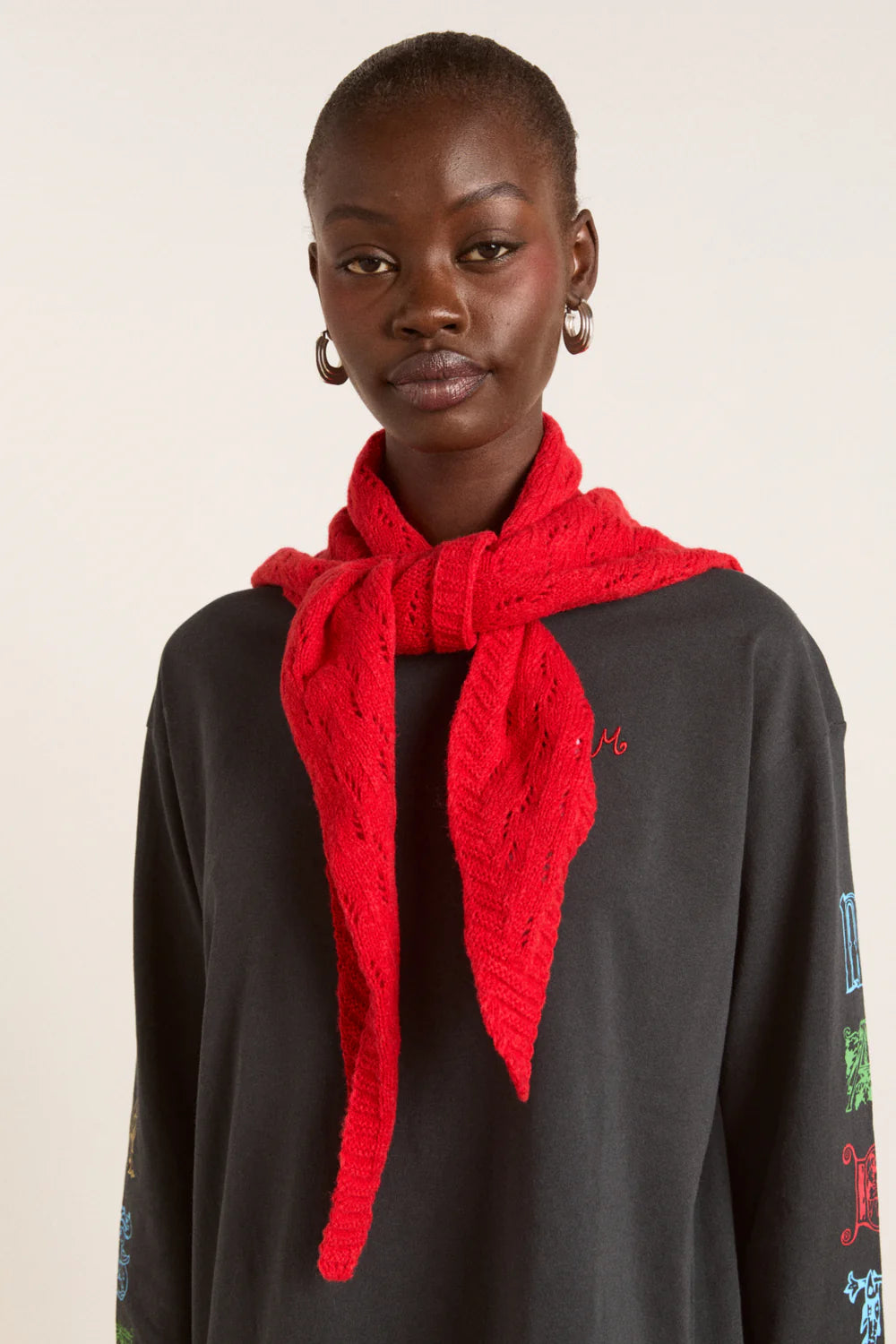 Damson Madder - Knitted Head Scarf, Red