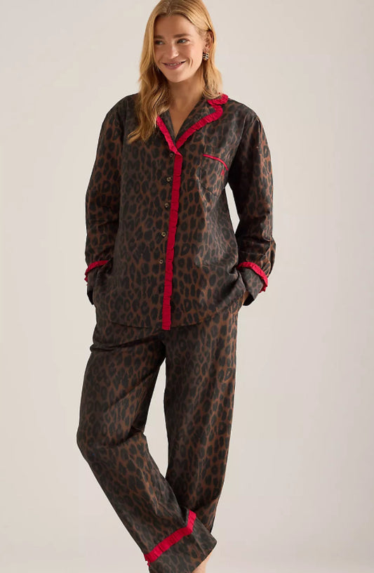Damson Madder - Antonia PJ Set, Dark Leopard/Red