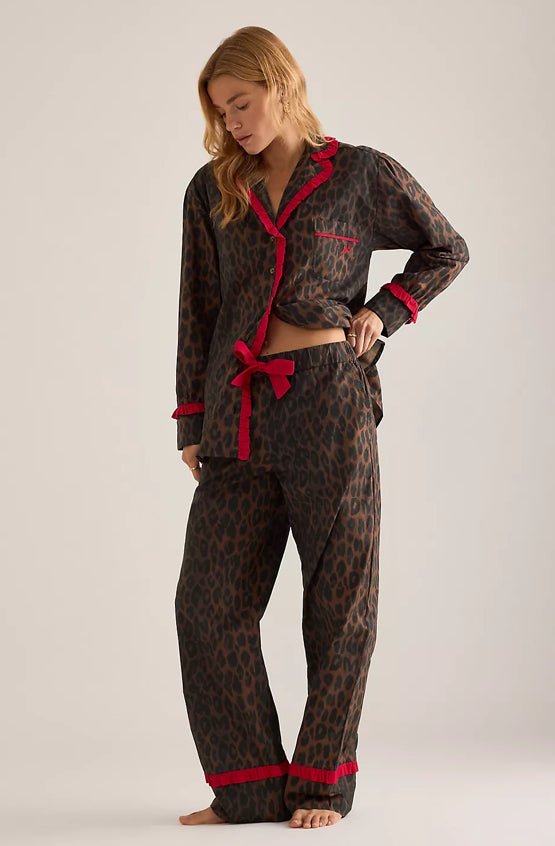 Damson Madder - Antonia PJ Set, Dark Leopard/Red