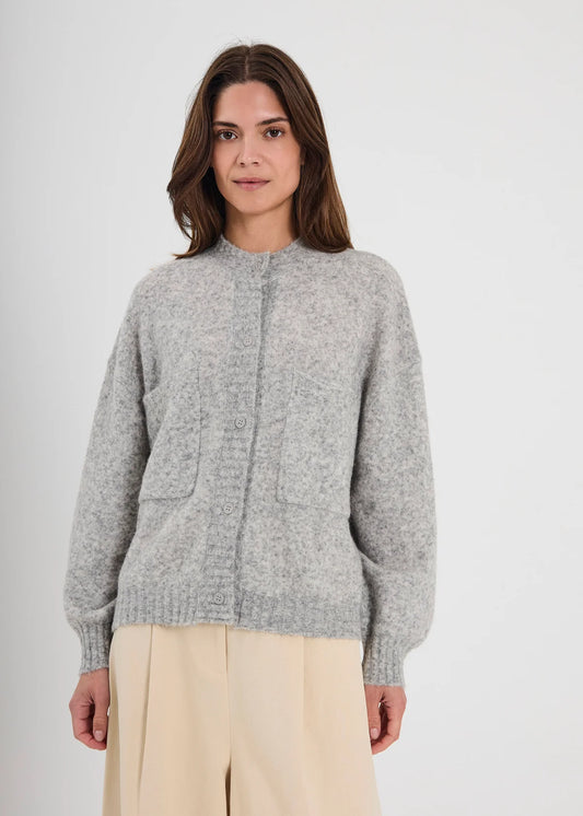 NORR - Halli Knit Cardigan, Light Grey Melange