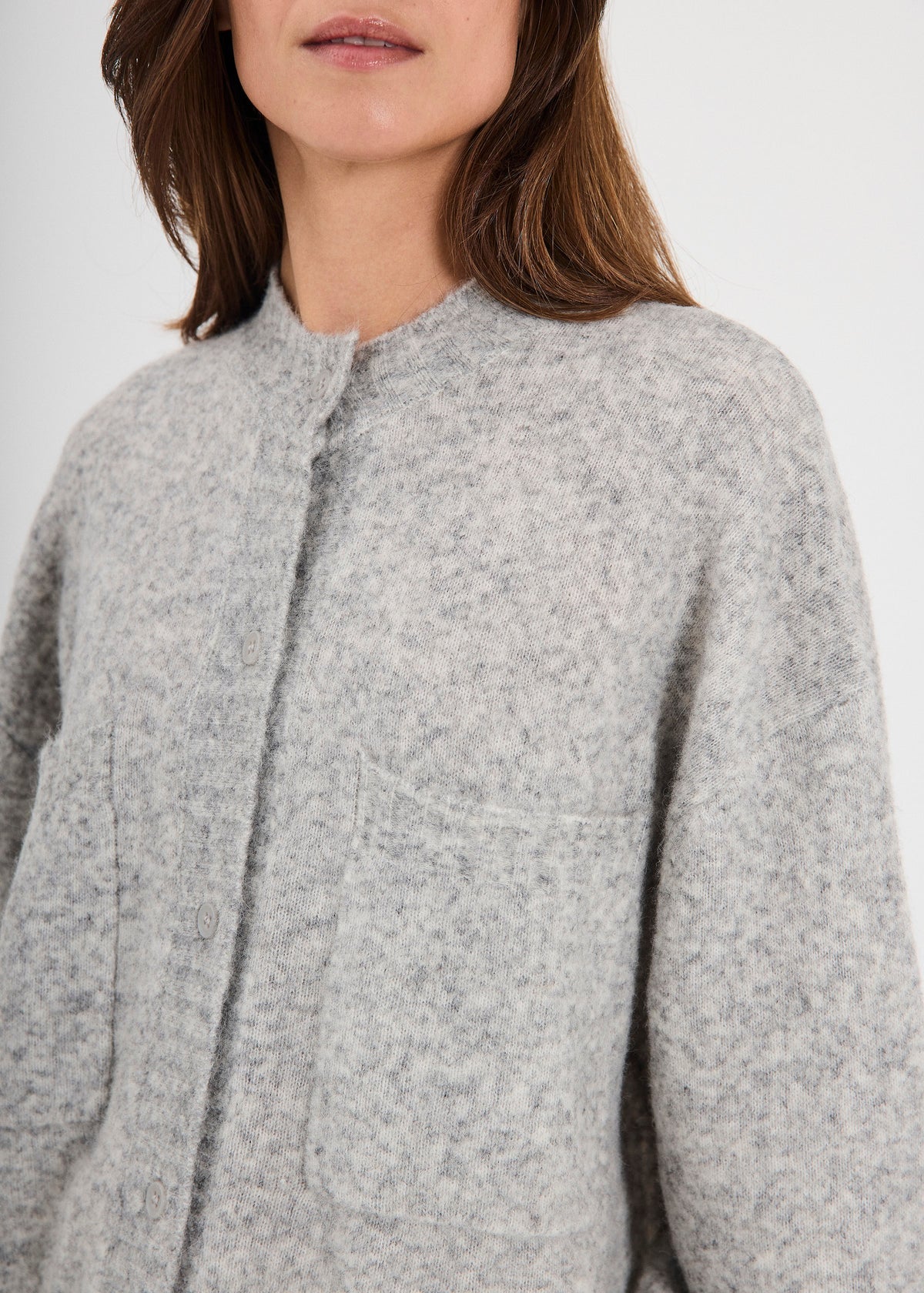 NORR - Halli Knit Cardigan, Light Grey Melange