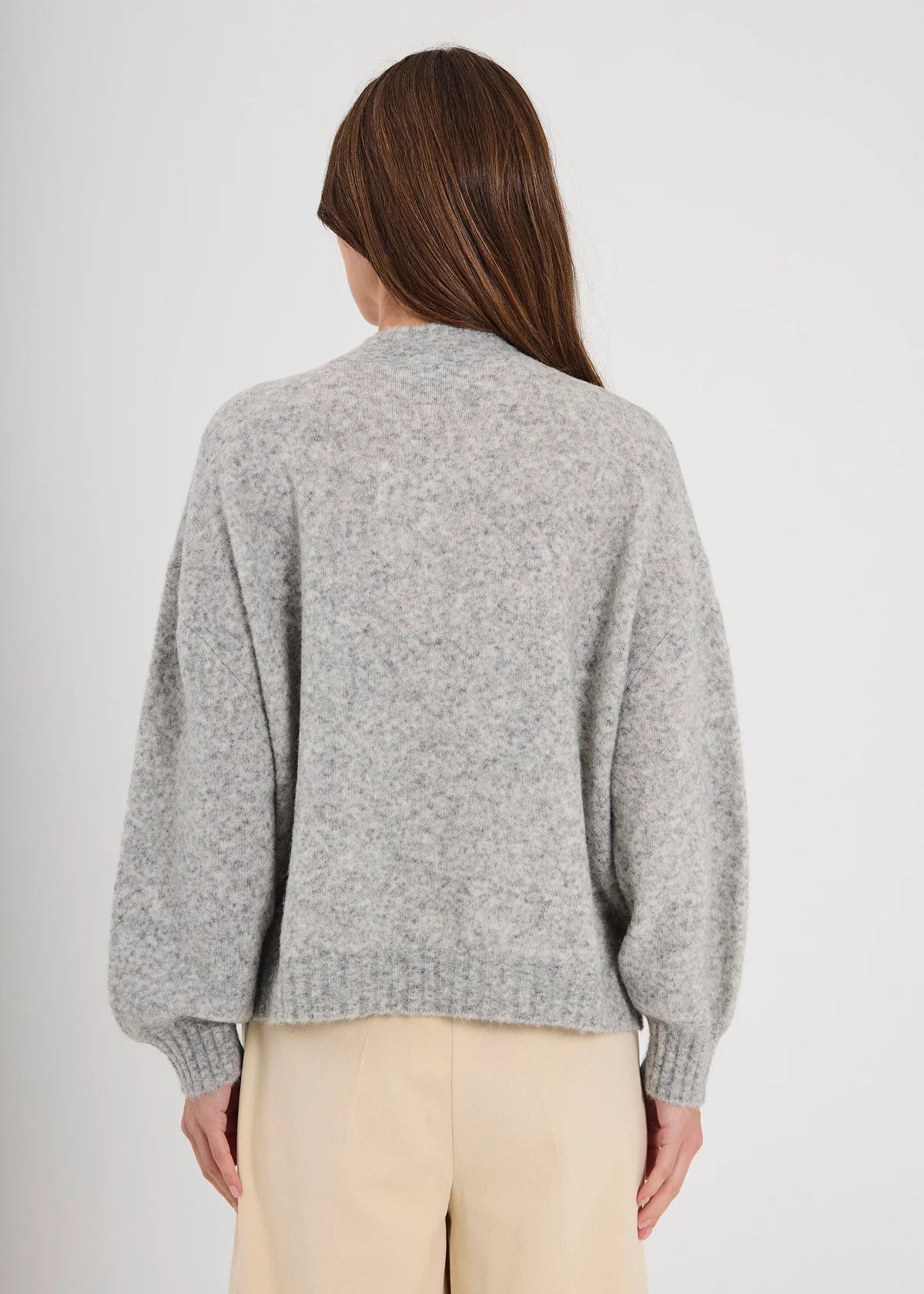 NORR - Halli Knit Cardigan, Light Grey Melange