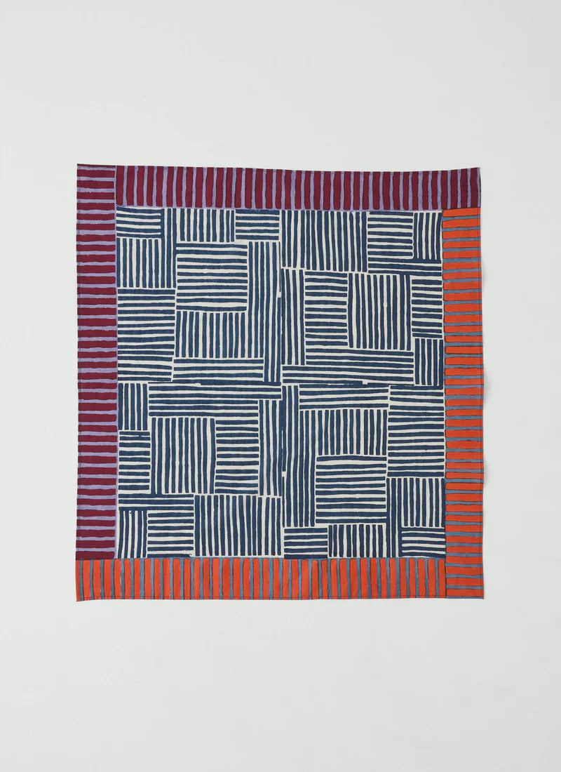 TOAST - Patchwork Stripe Block Print Bandana, Vedrigis/Multi