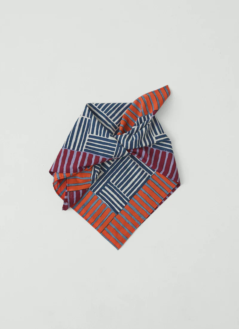 TOAST - Patchwork Stripe Block Print Bandana, Vedrigis/Multi