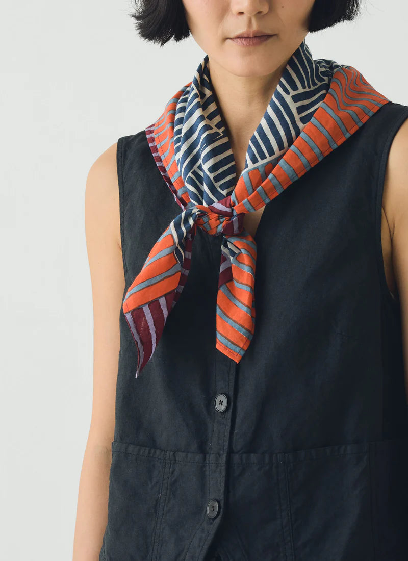 TOAST - Patchwork Stripe Block Print Bandana, Vedrigis/Multi