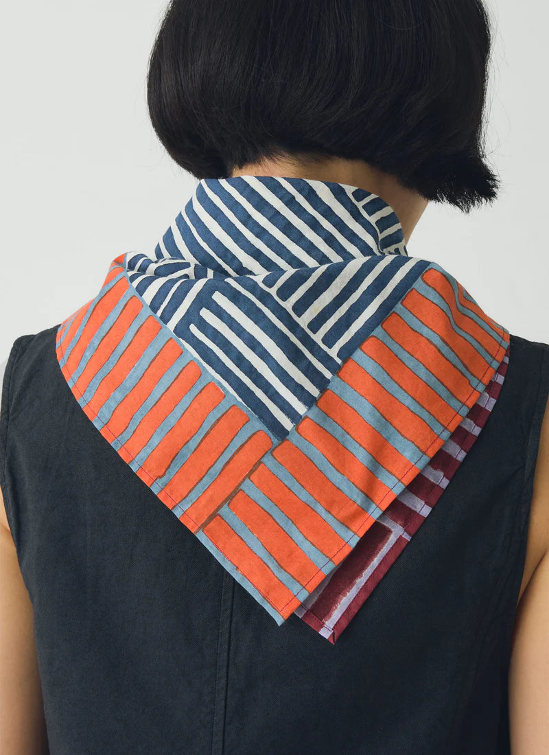 TOAST - Patchwork Stripe Block Print Bandana, Vedrigis/Multi