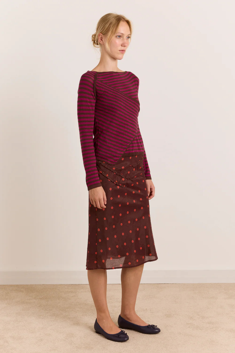 Damson Madder - Hannie Sheer Tie Jumper, Stripe