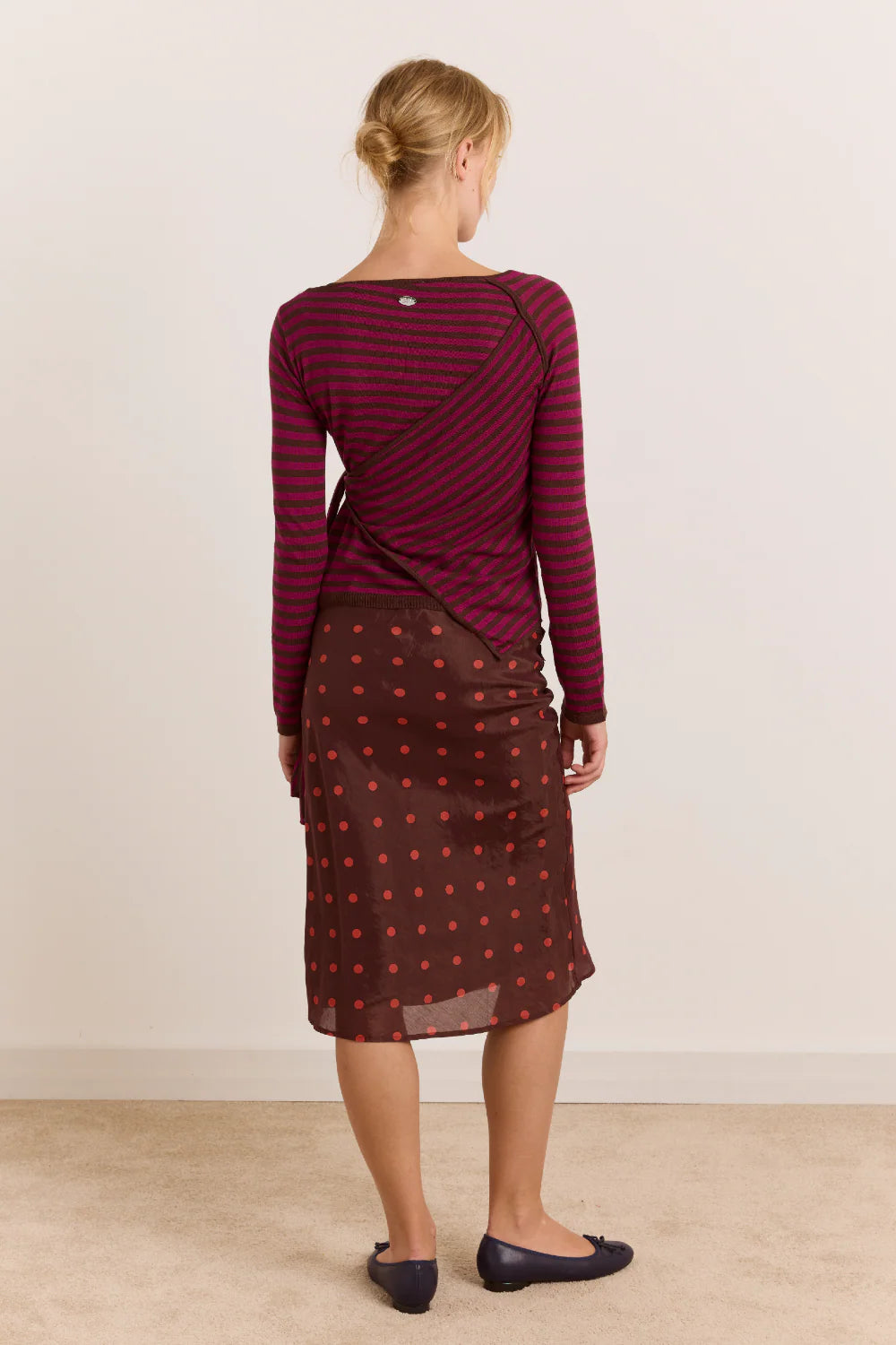 Damson Madder - Hannie Sheer Tie Jumper, Stripe