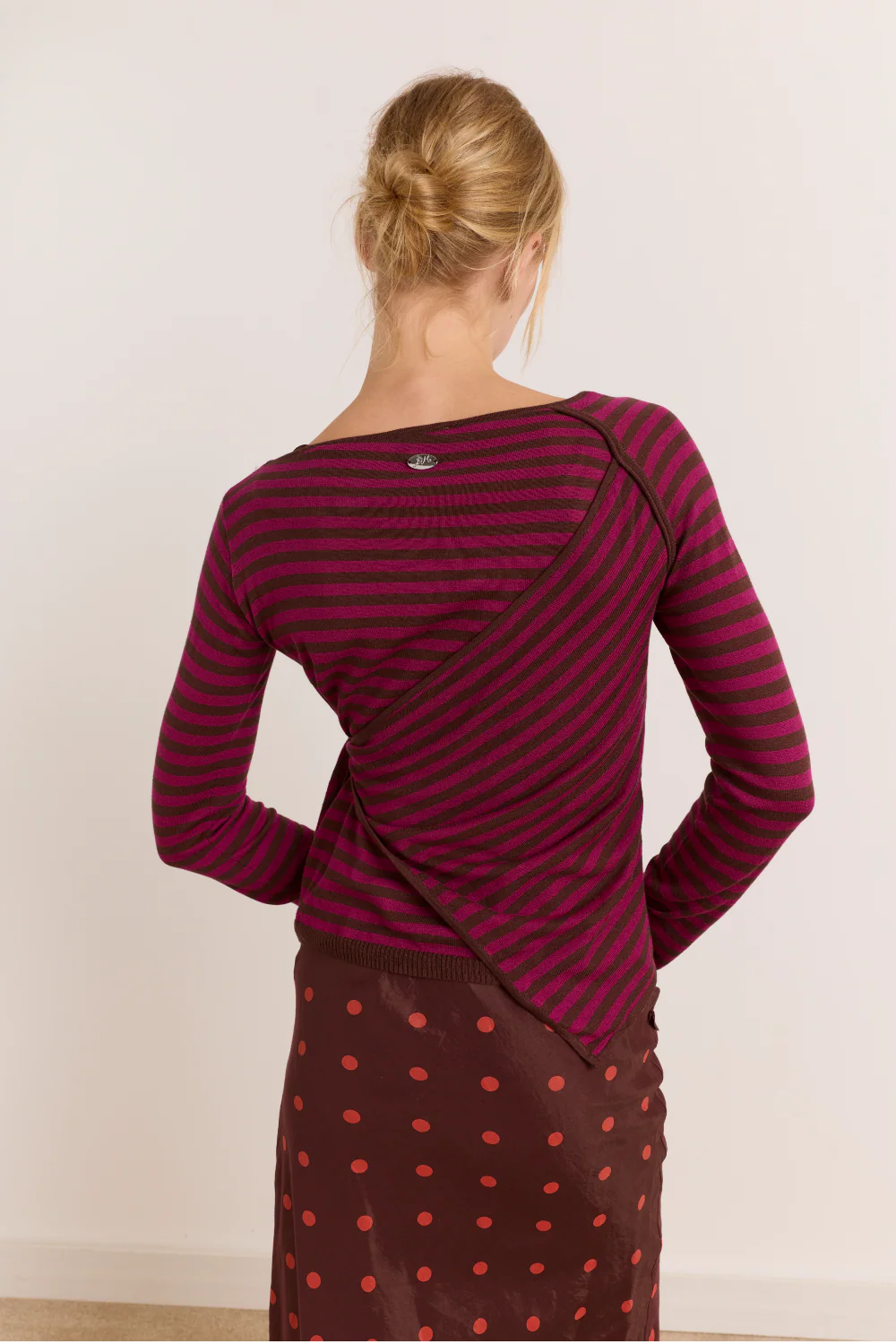 Damson Madder - Hannie Sheer Tie Jumper, Stripe