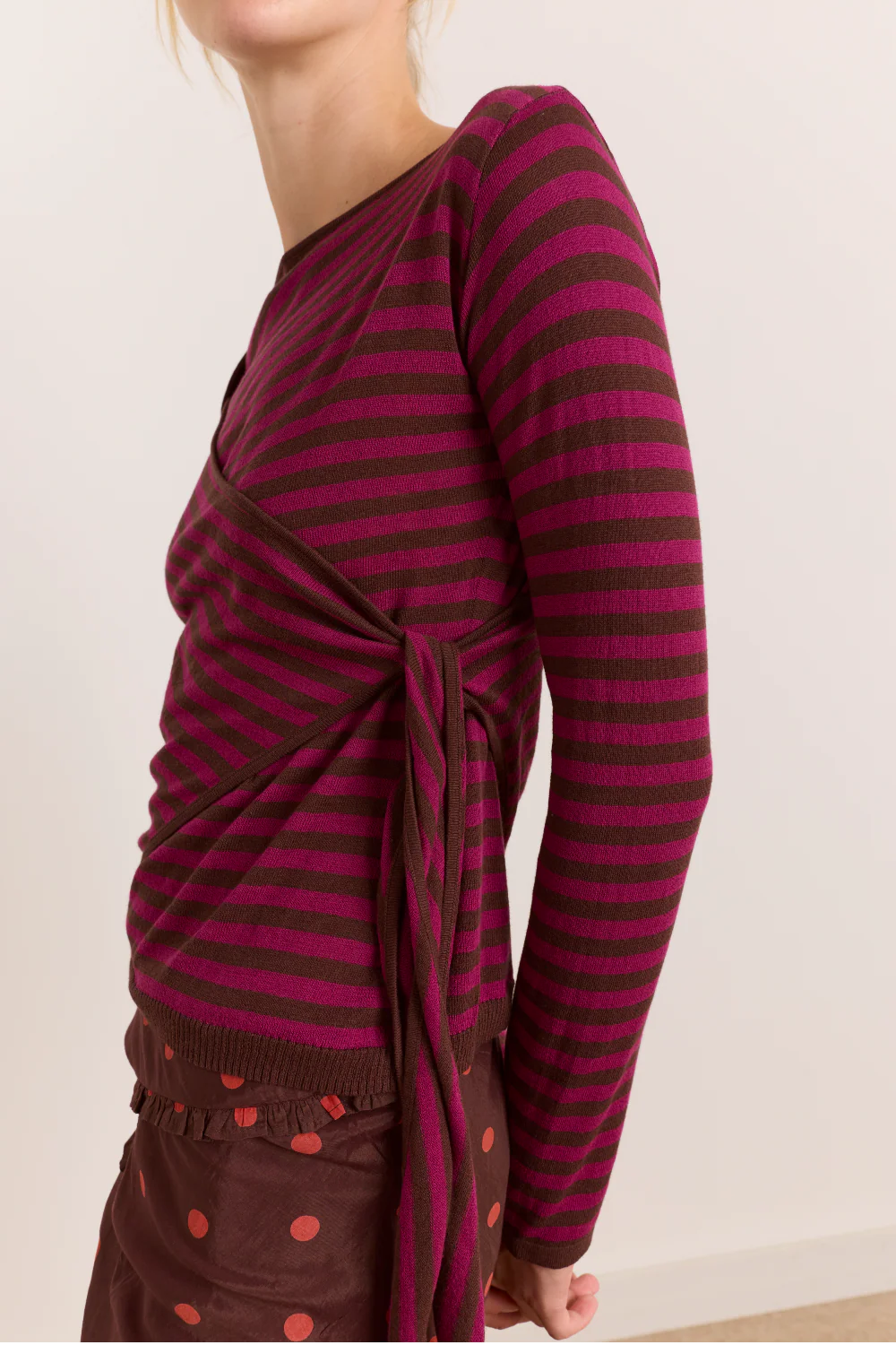 Damson Madder - Hannie Sheer Tie Jumper, Stripe