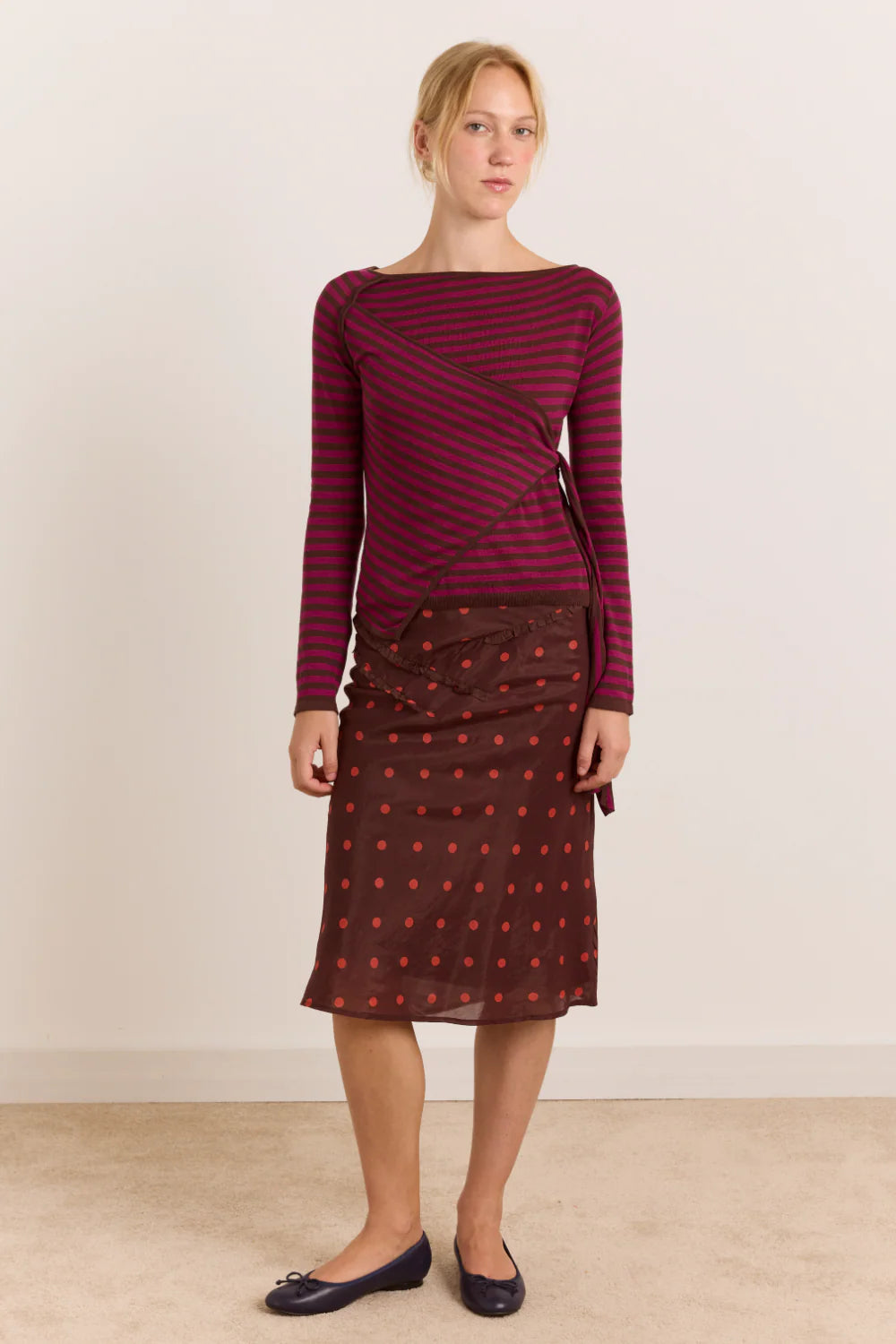 Damson Madder - Hannie Sheer Tie Jumper, Stripe
