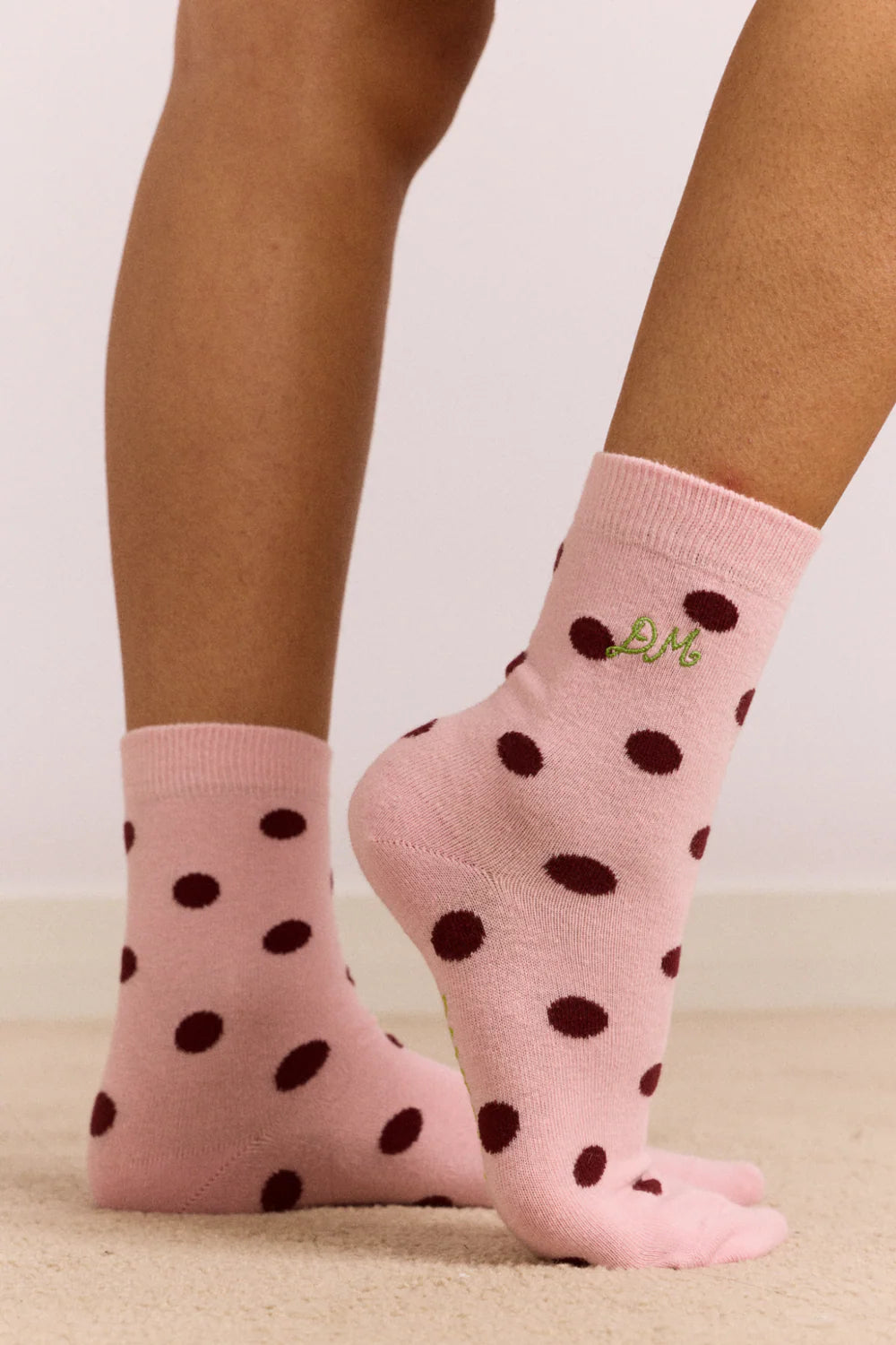 Damson Madder - 2 Pack Socks, Pink & Burgundy Spot