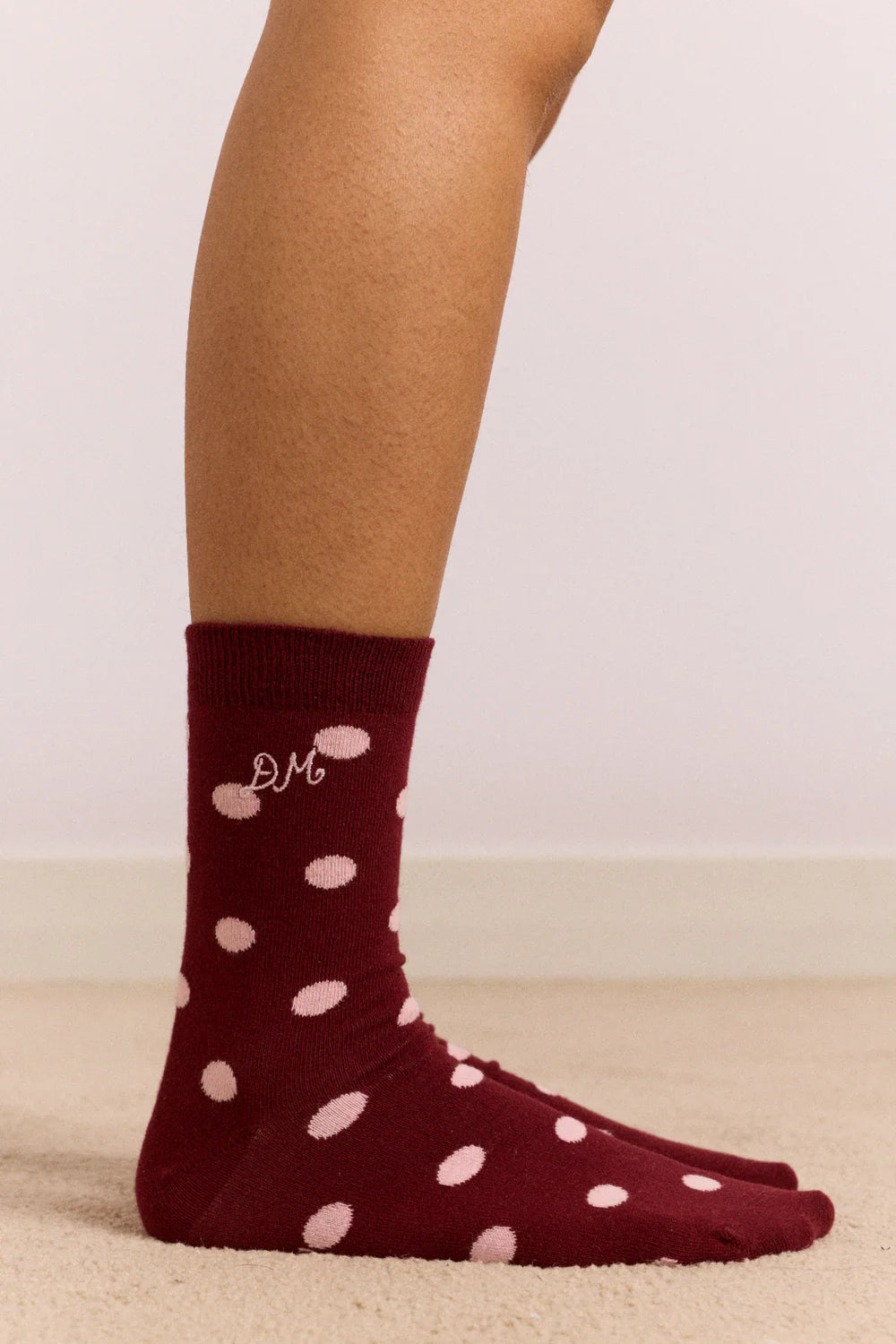 Damson Madder - 2 Pack Socks, Pink & Burgundy Spot