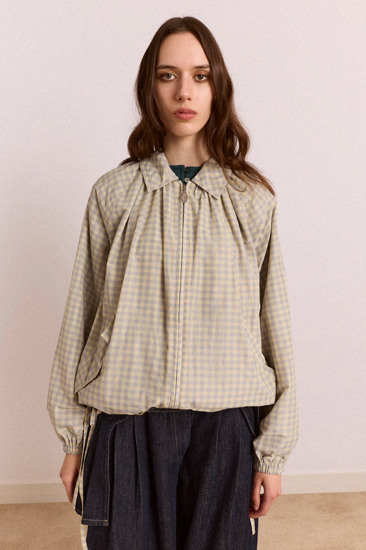 Damson Madder - Lailah Lightweight Bomber, Oyster Gingham