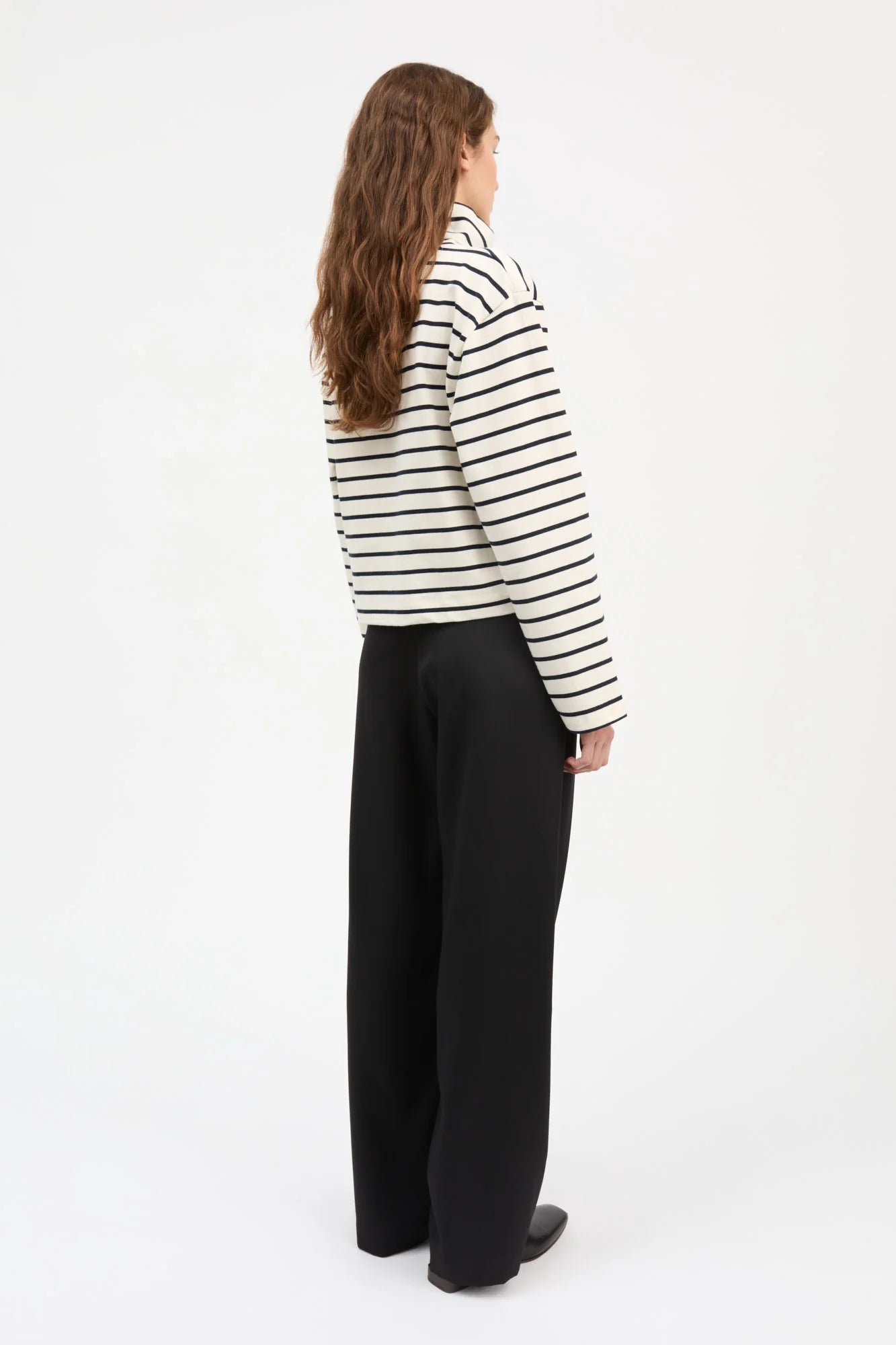 Skall Studio - Nessa T-Neck Blouse, Ecru/Navy Stripe