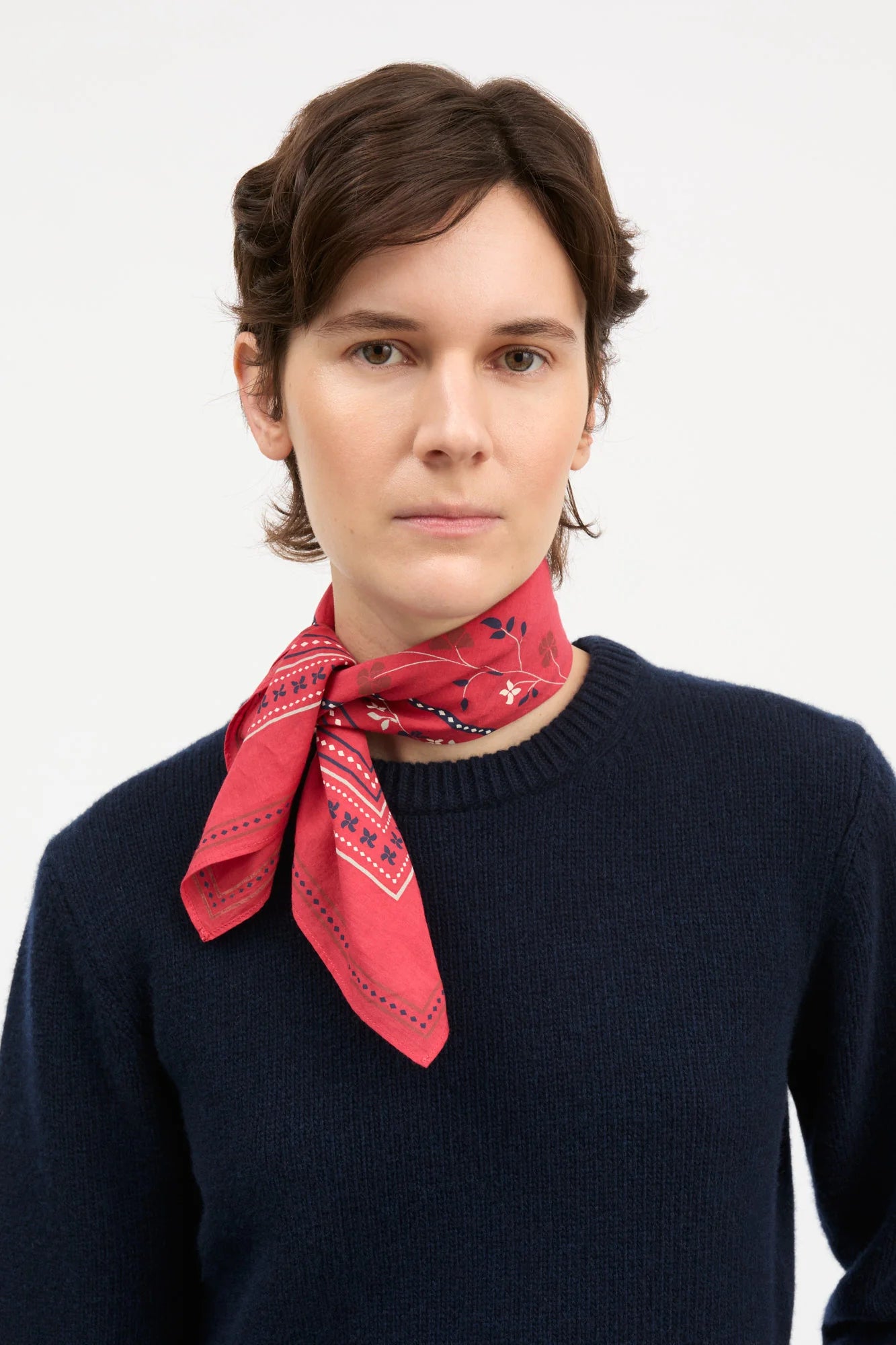 Skall Studio - Floral Scarf, Faded Red