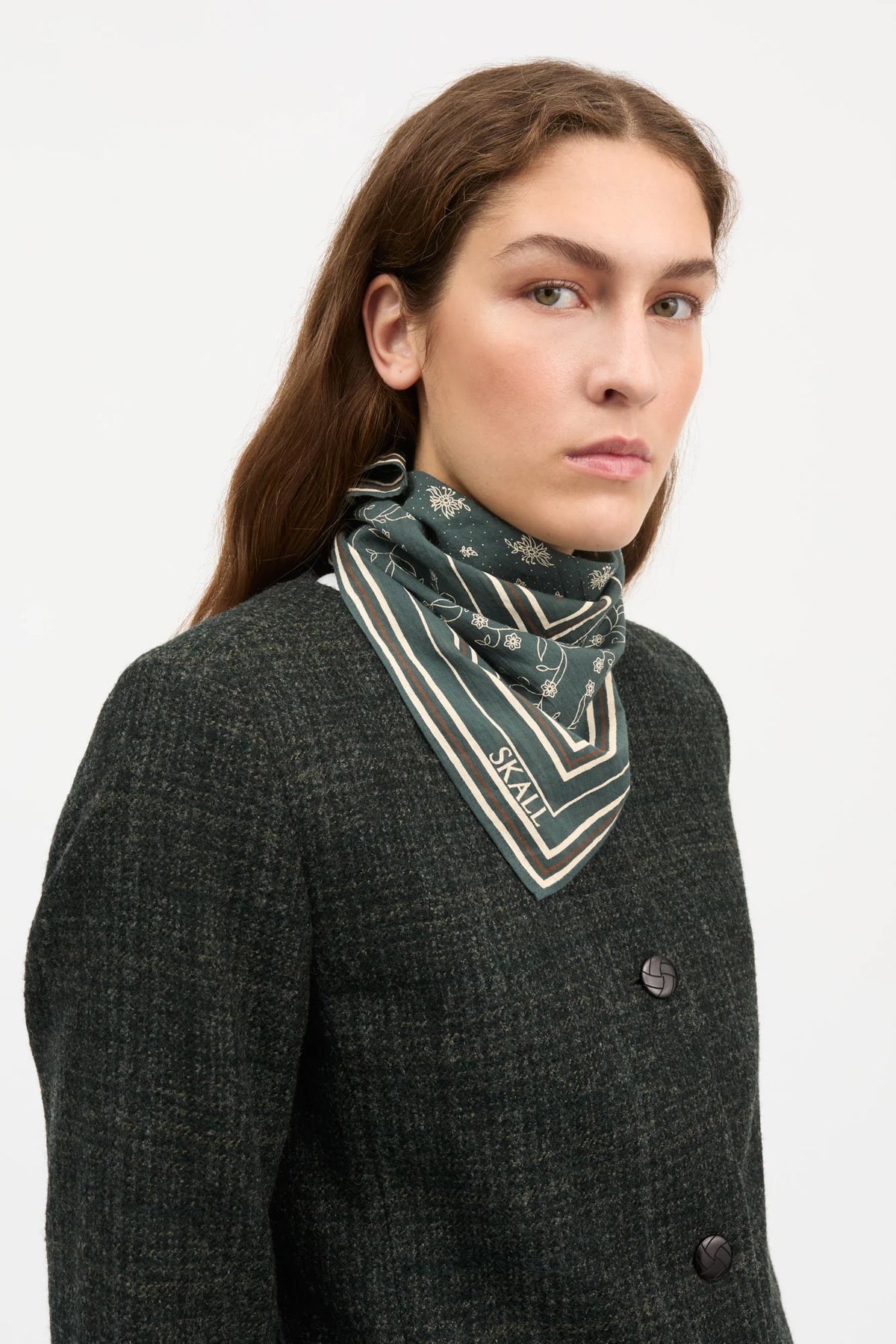Skall Studio - Classic Scarf, Dark Green/Brown
