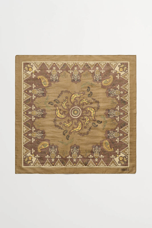 Skall Studio - Pippa Scarf, Khaki Paisley Print