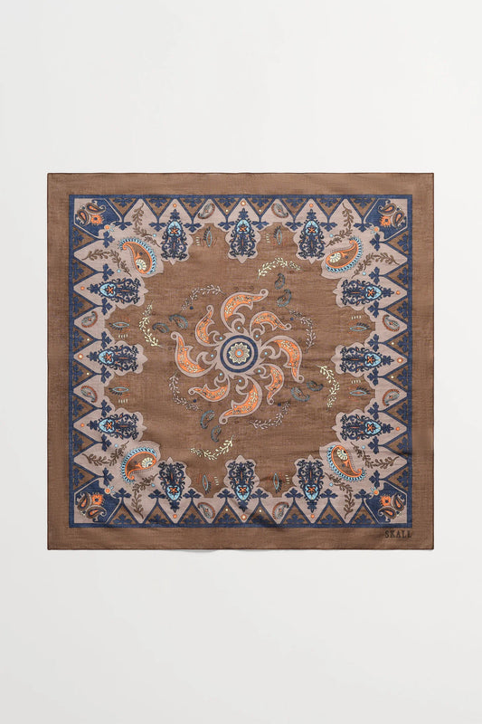 Skall Studio - Pippa Scarf, Brown Paisley Print