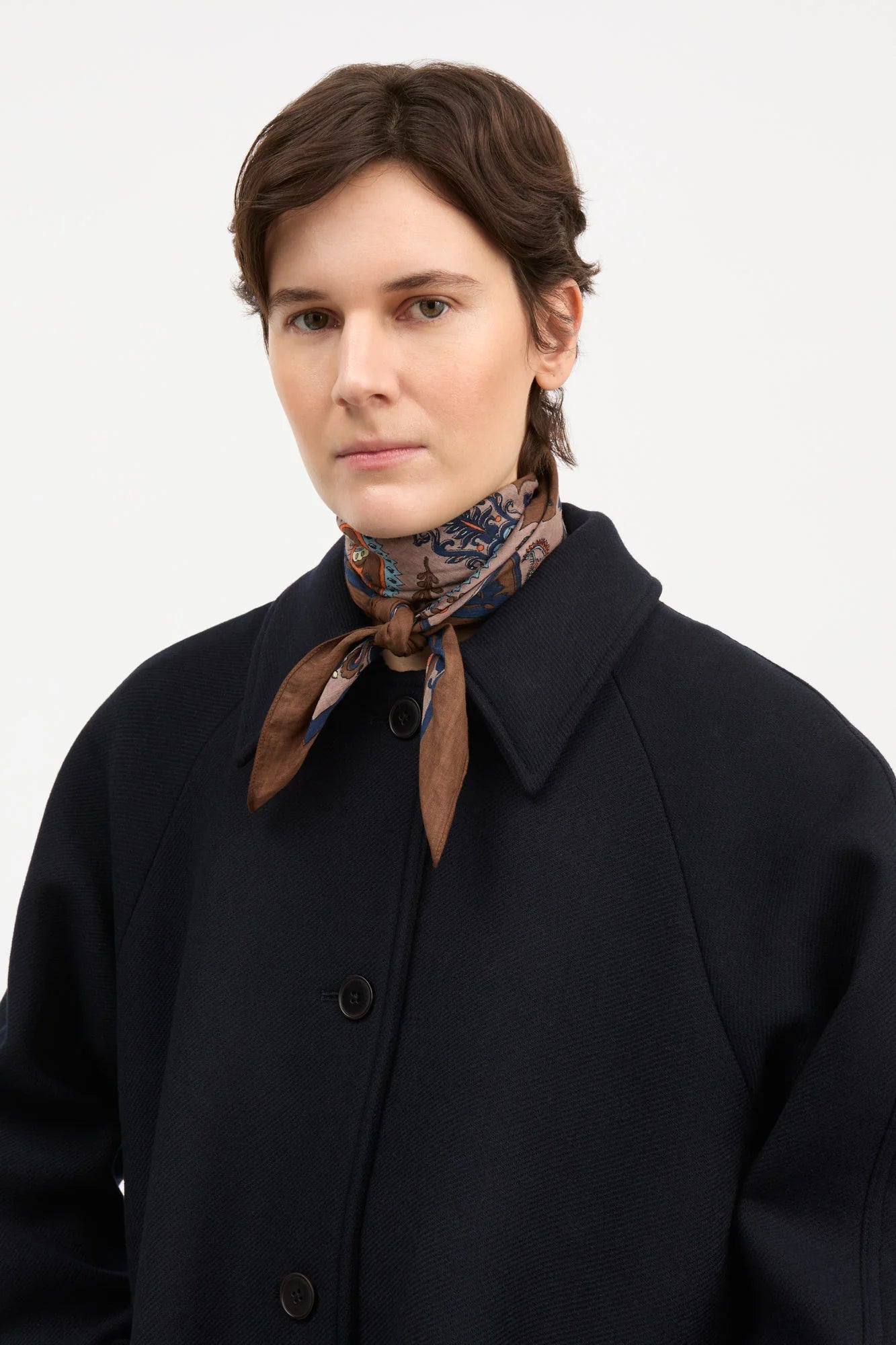 Skall Studio - Pippa Scarf, Brown Paisley Print