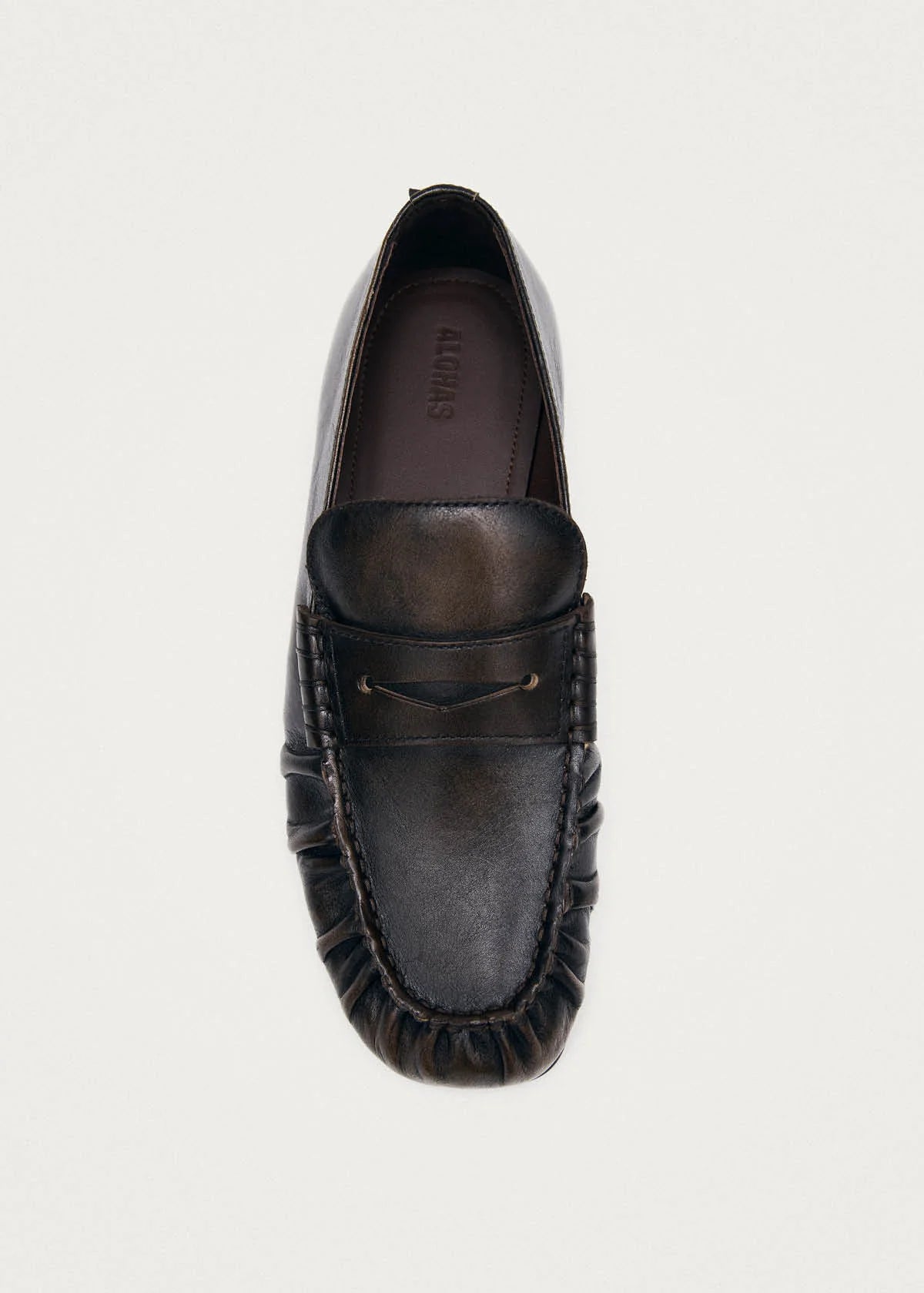 Alohas - Aven Vintage Effect Brown Leather Loafers