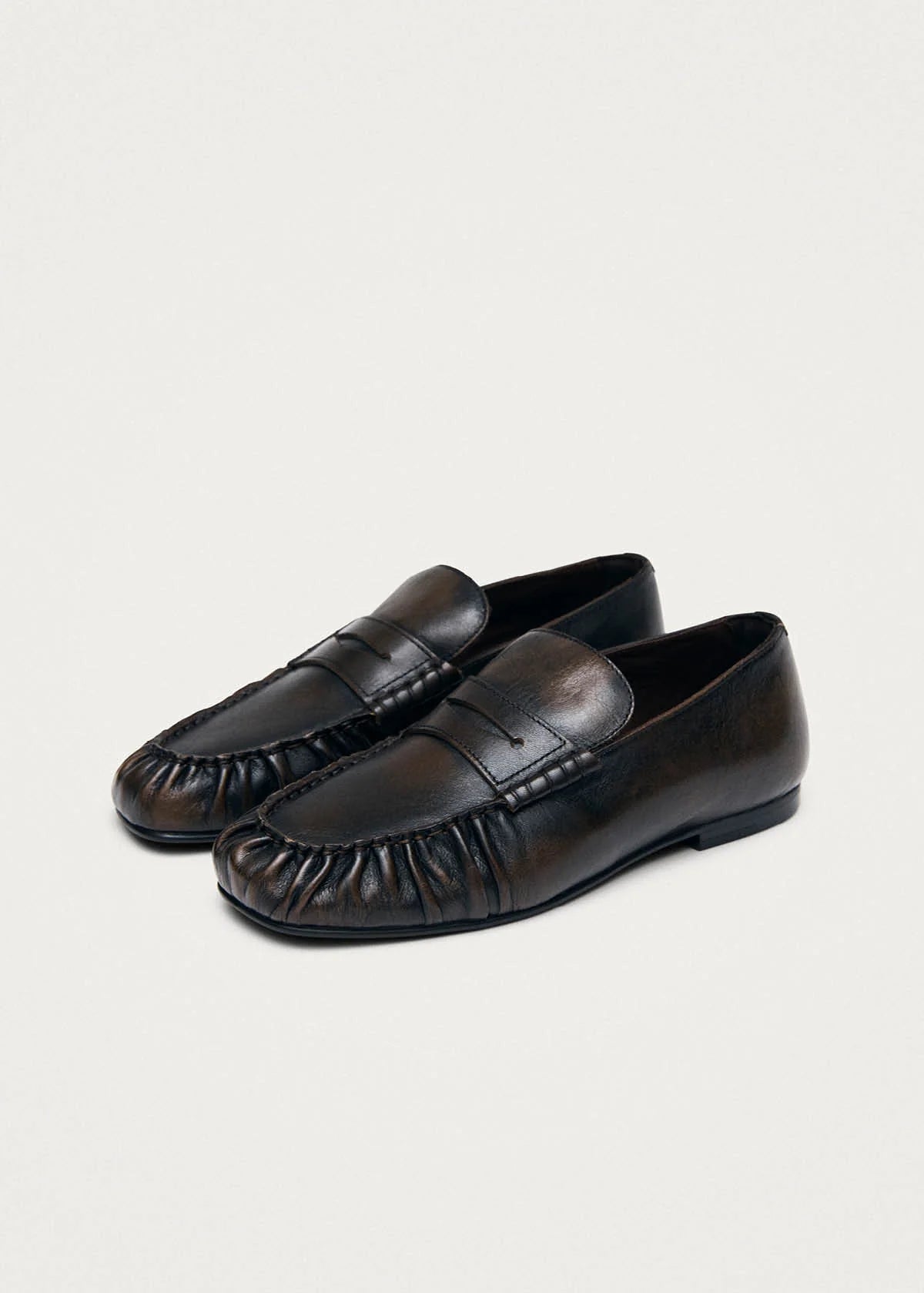 Alohas - Aven Vintage Effect Brown Leather Loafers