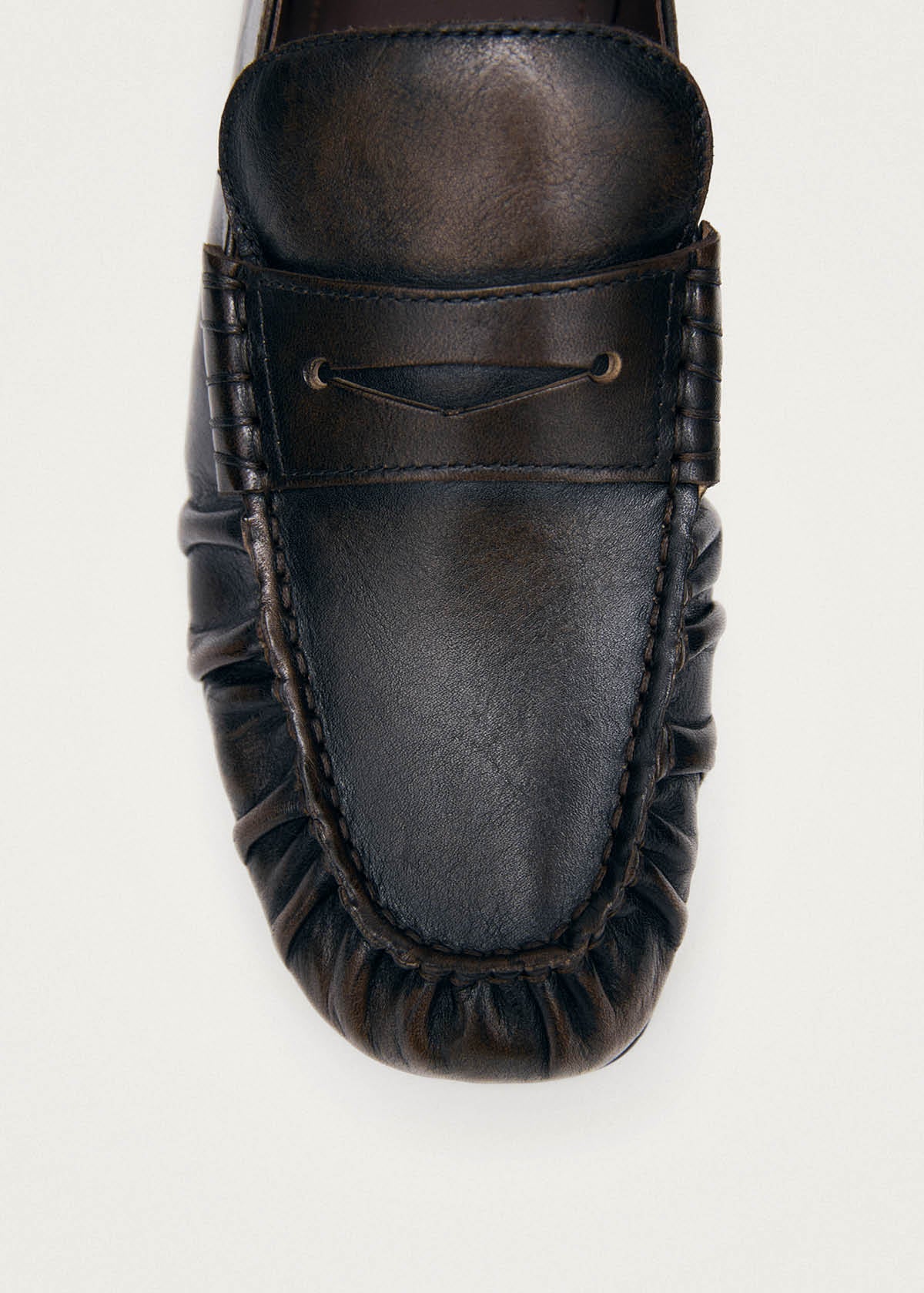 Alohas - Aven Vintage Effect Brown Leather Loafers