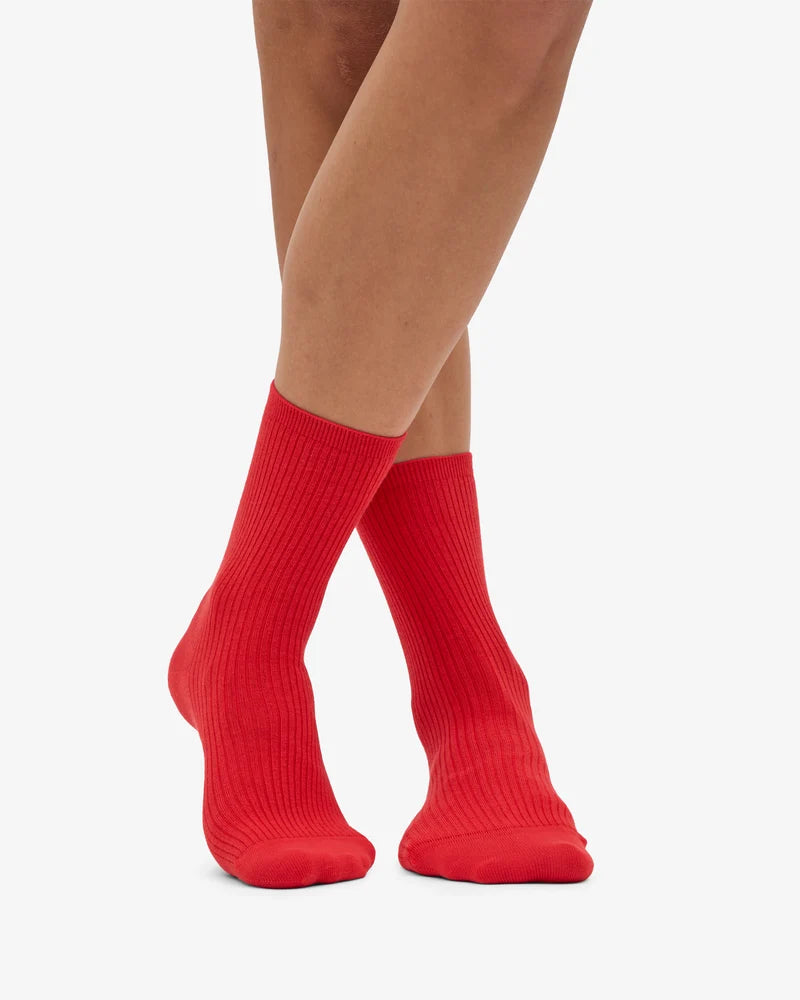 Colourful Standard - Womens Classic Organic Sock, Red Tangerine