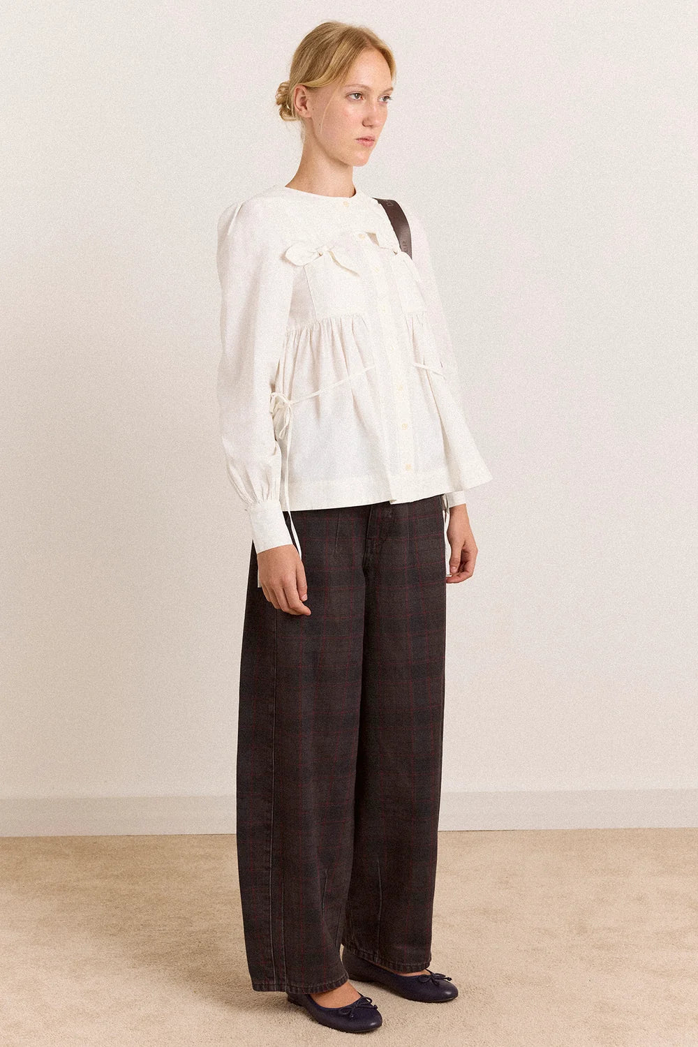 Damson Madder - Lettie Bow Detail Blouse, White