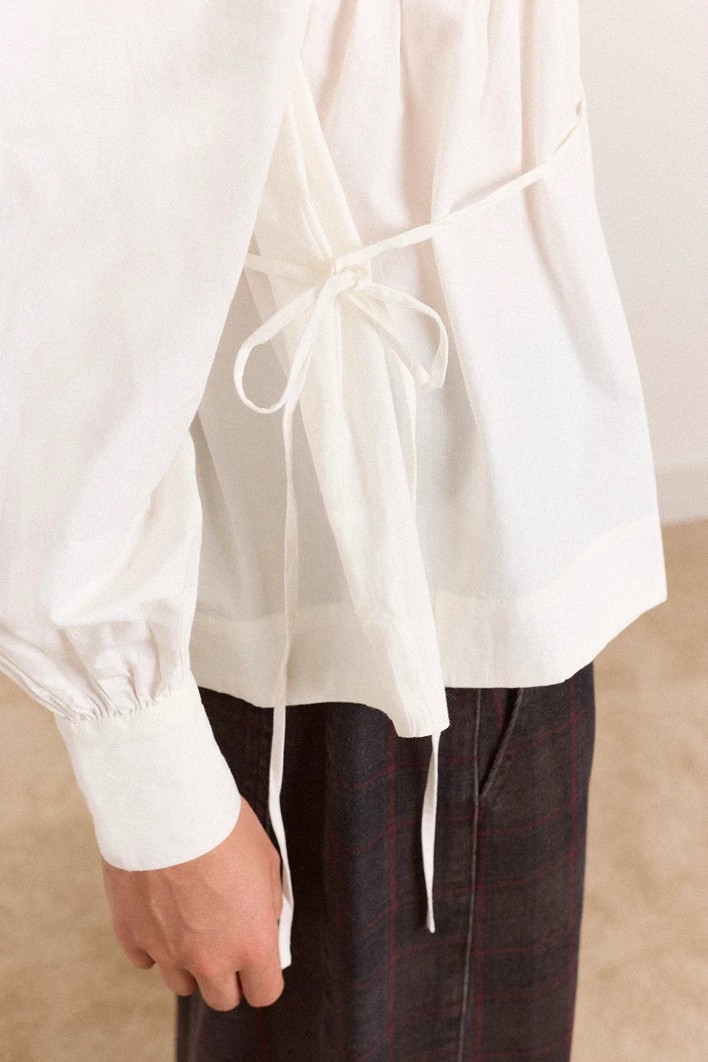Damson Madder - Lettie Bow Detail Blouse, White