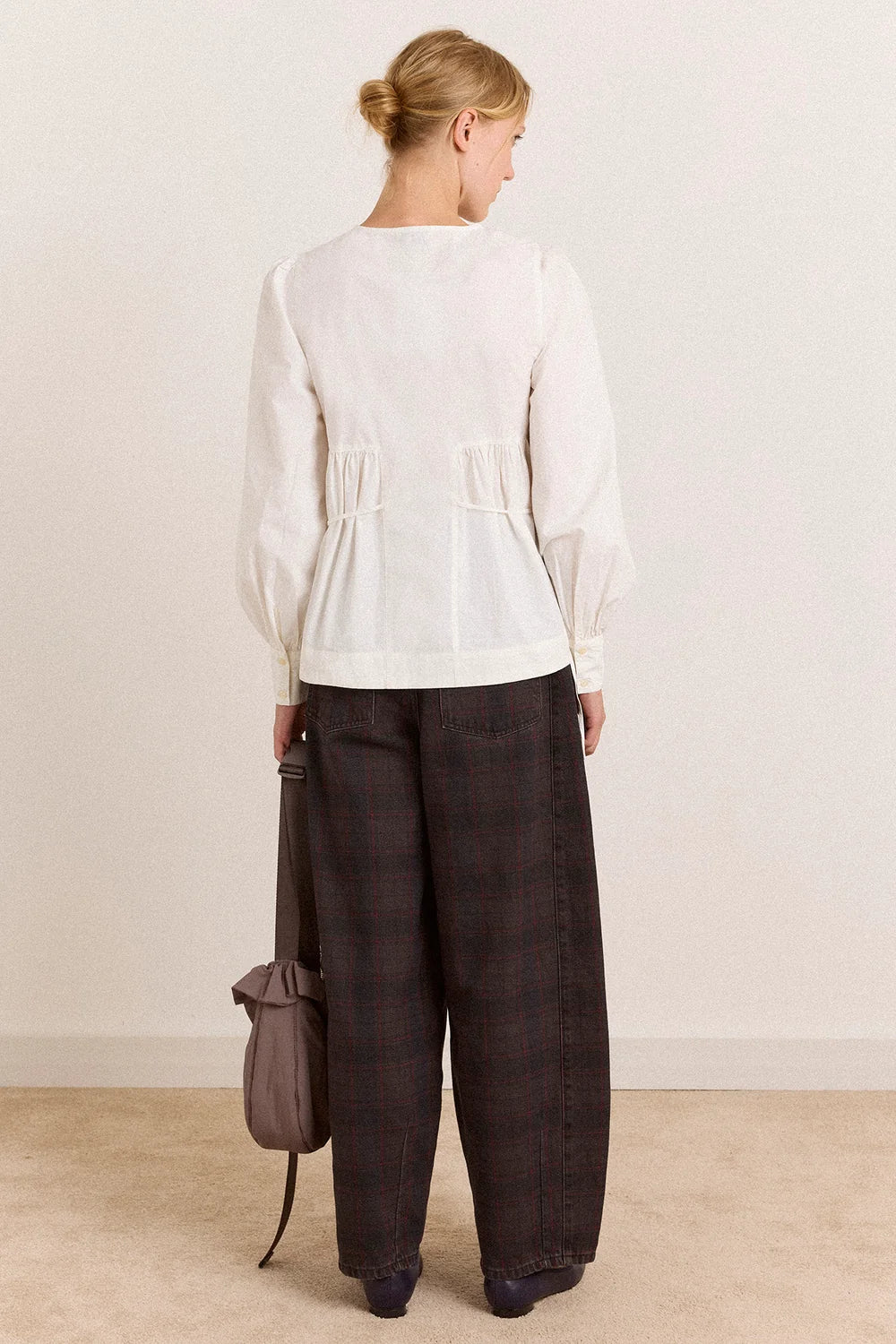 Damson Madder - Lettie Bow Detail Blouse, White