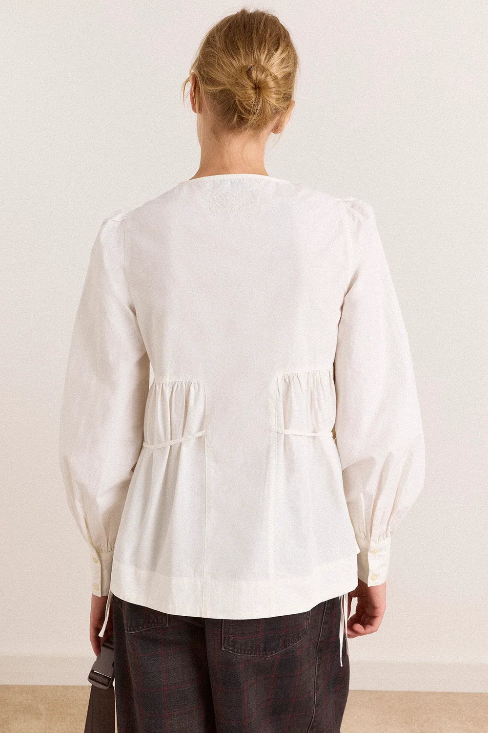 Damson Madder - Lettie Bow Detail Blouse, White