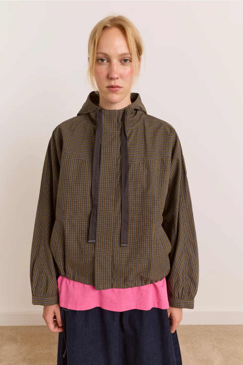 Damson Madder - Blake Hooded Top, Orion Check