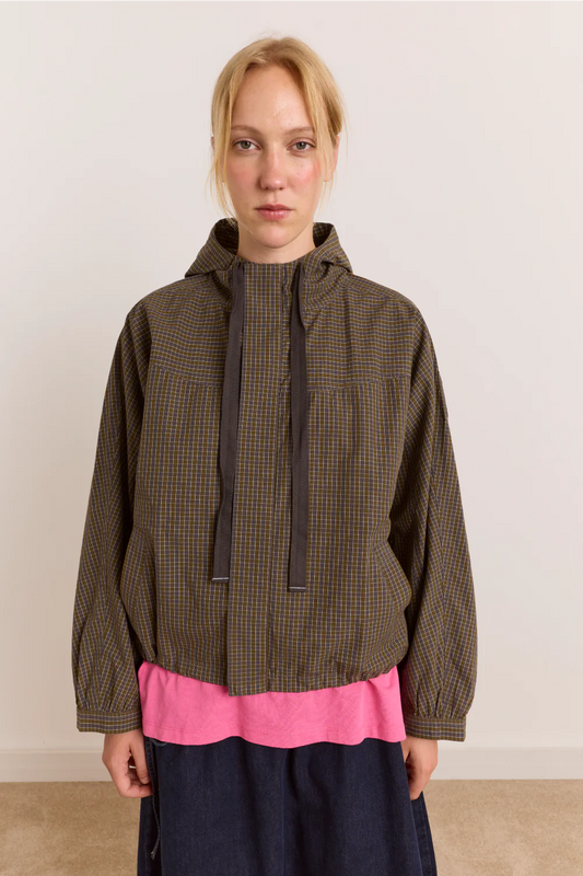 Damson Madder - Blake Hooded Top, Orion Check