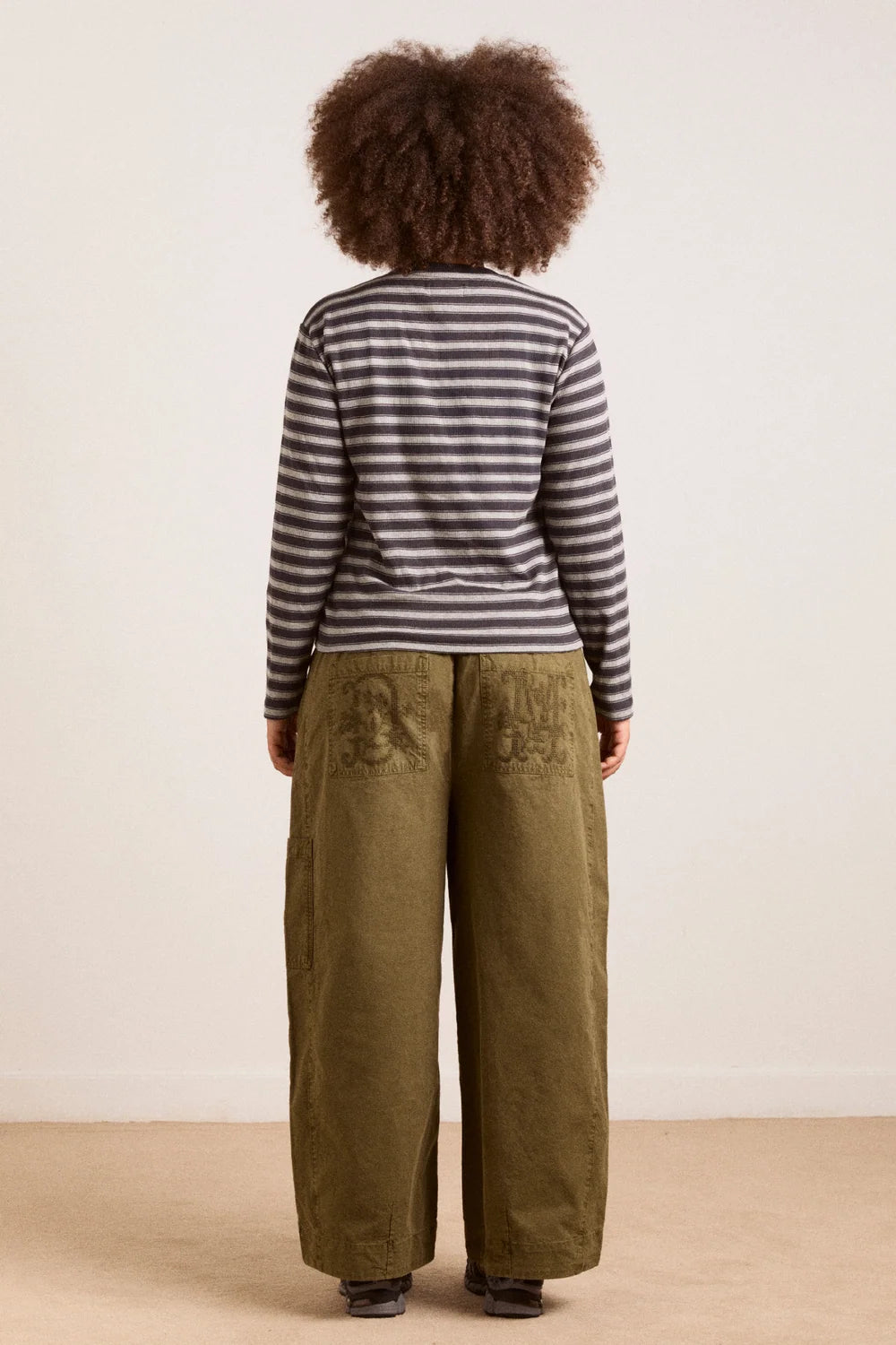 Damson Madder - Lilah Fitted LS Tee, Grey Marl Stripe