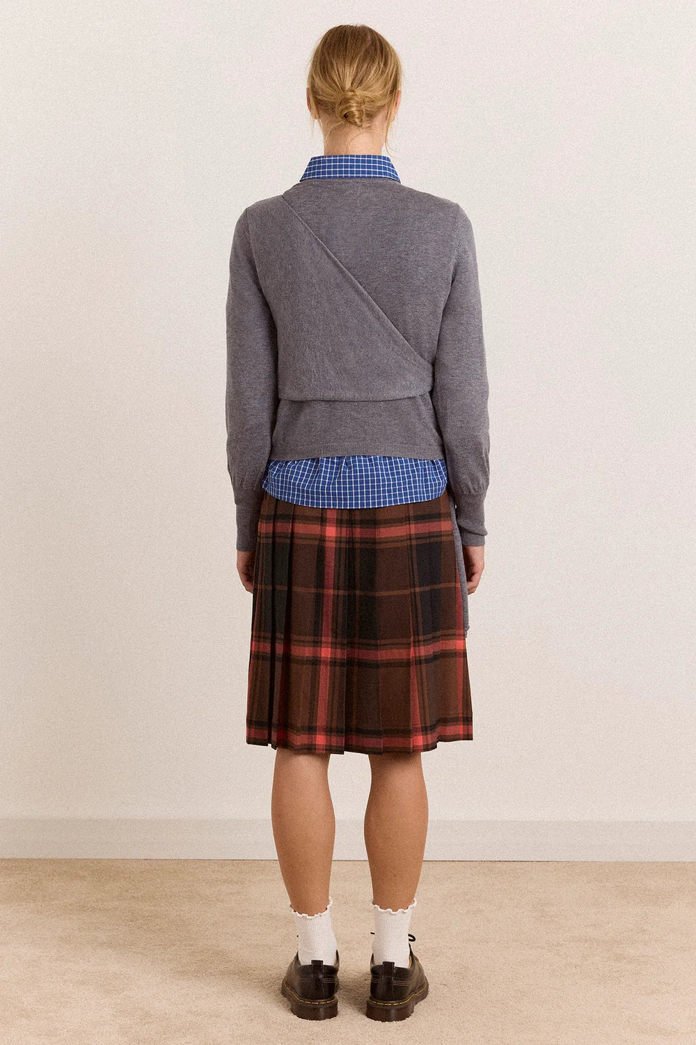 Damson Madder - Venna Wrap Merino Wool Cardigan, Grey