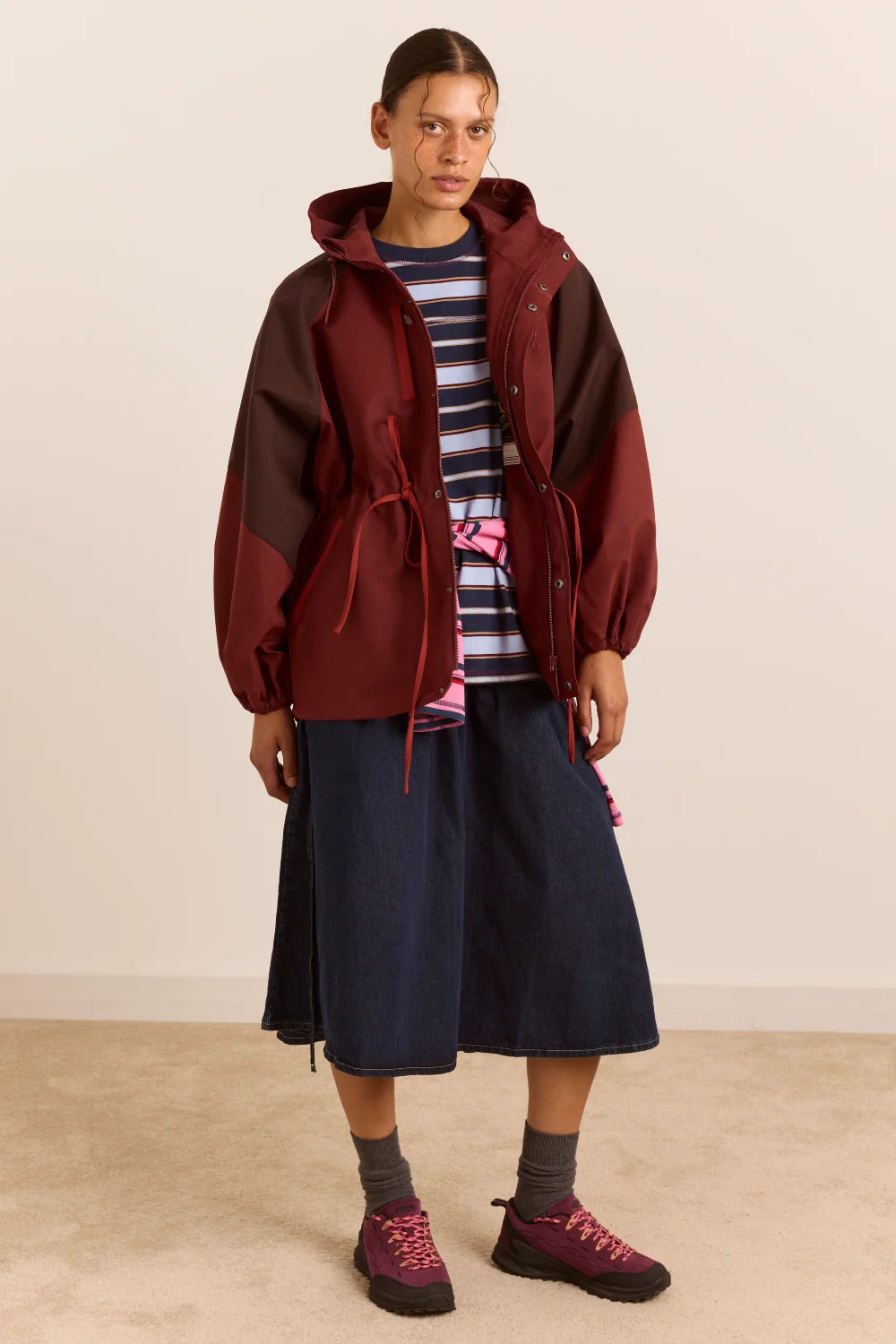 Damson Madder - Liu Shower Proof Raincoat, Burgundy