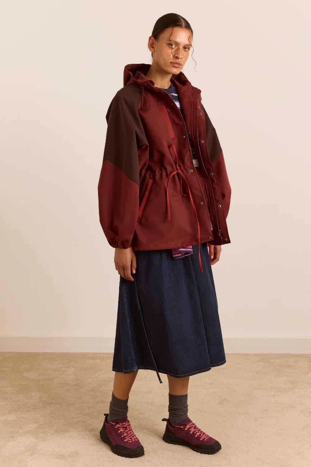Damson Madder - Liu Shower Proof Raincoat, Burgundy