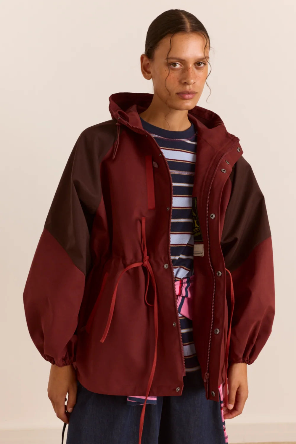 Damson Madder - Liu Shower Proof Raincoat, Burgundy