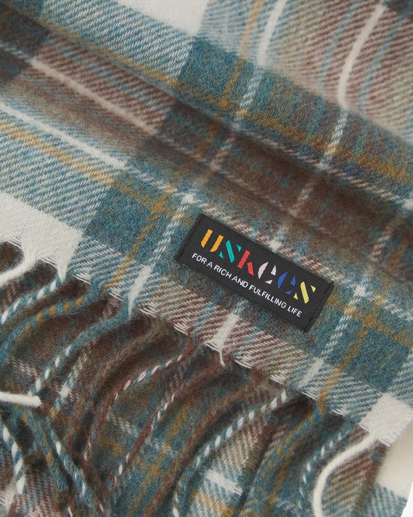 Uskees - Tartan Lambswool Scarf, Green