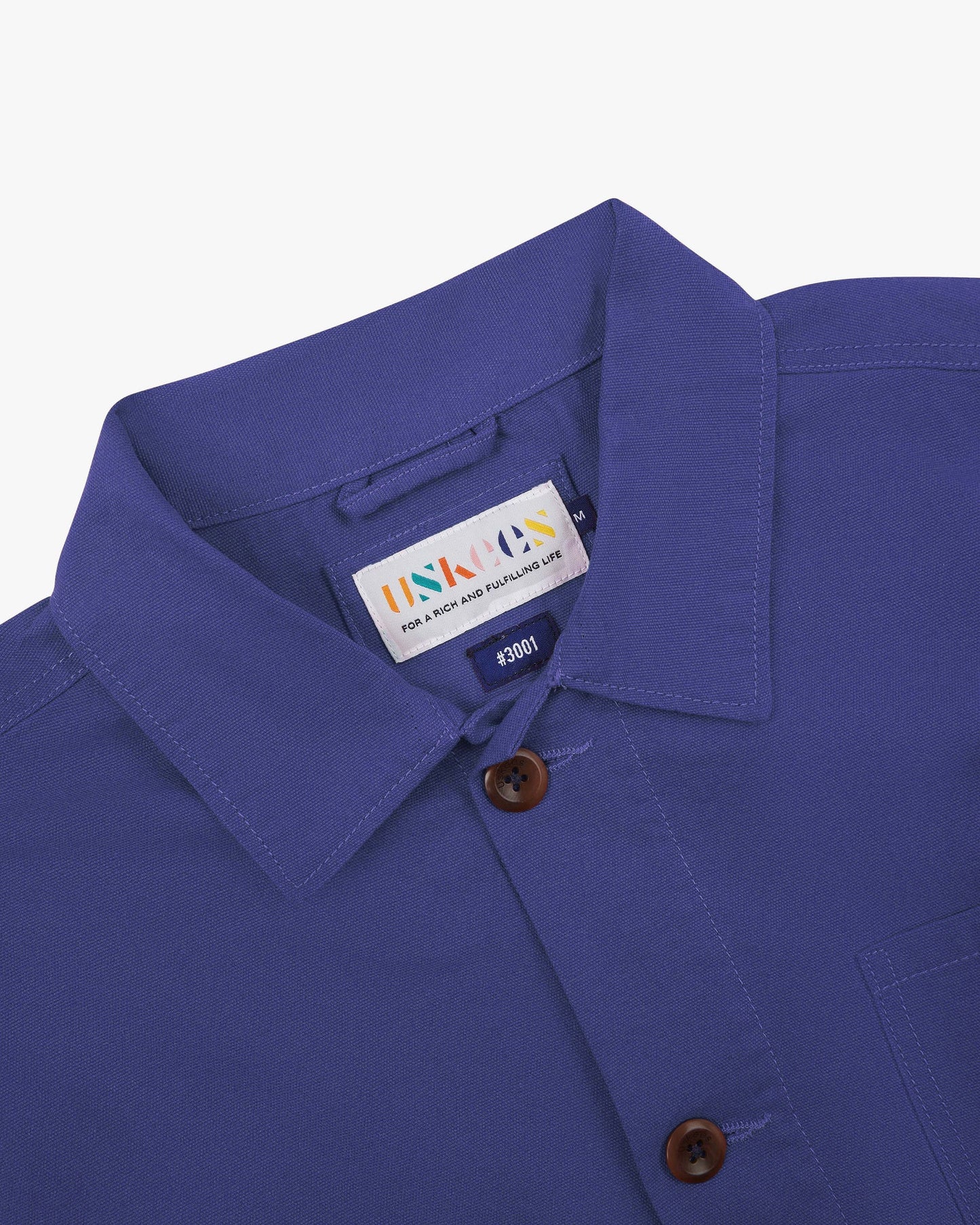 Uskees - 3001 Buttoned Overshirt Cotton, Ultra Blue