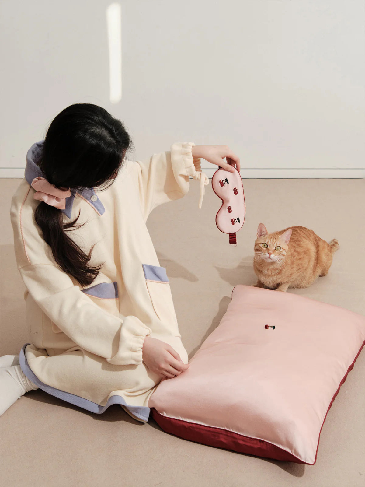 Lost Pattern NYC - Lost Cherries Silk Sleep Set - Pink