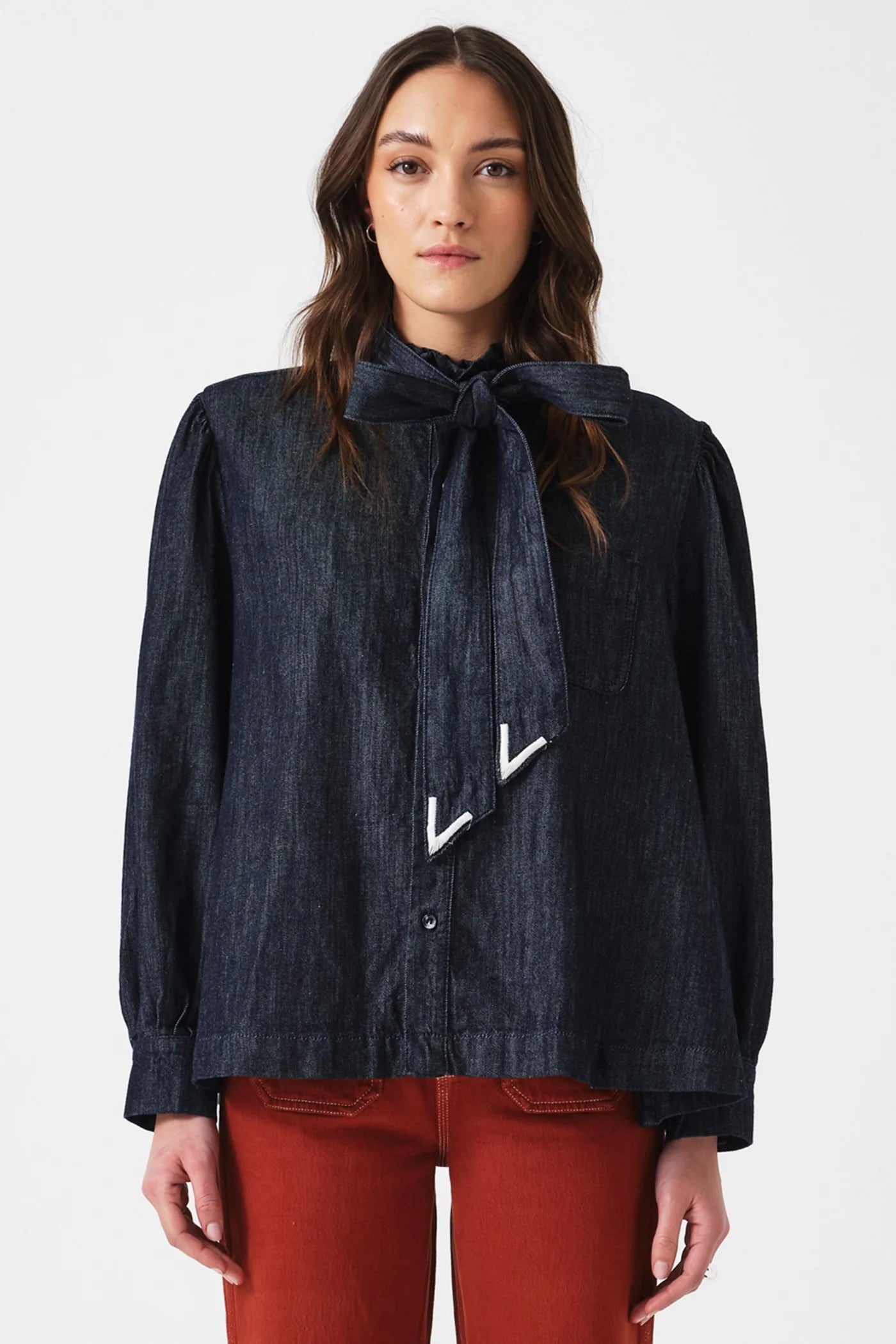 Seventy + Mochi - Poet Blouse, Pacific Blue